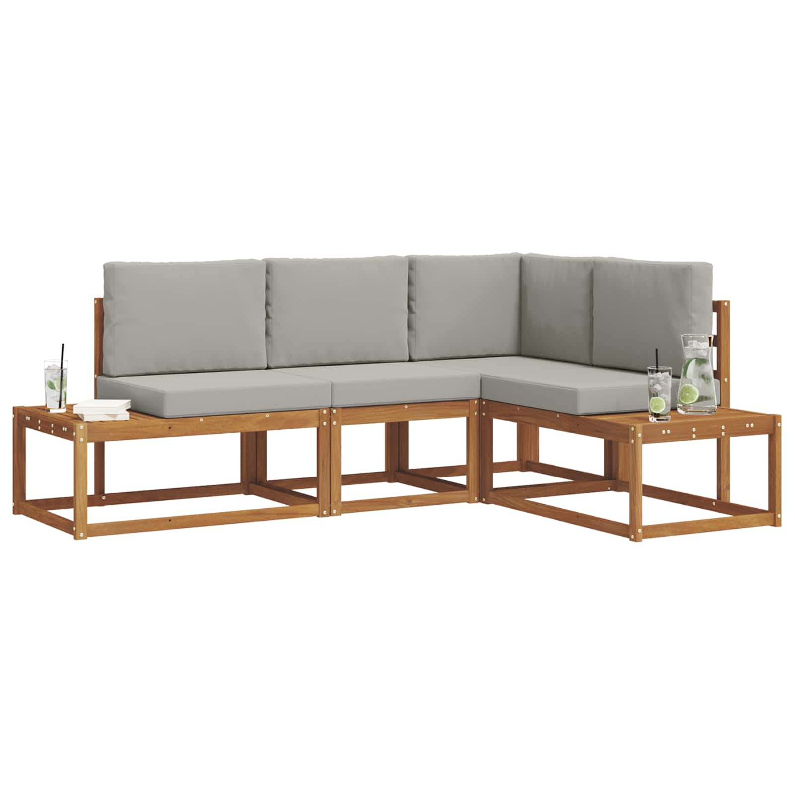 Set vanjskih sofa s jastukom 4 Komad Prirodna i svijetlo siva