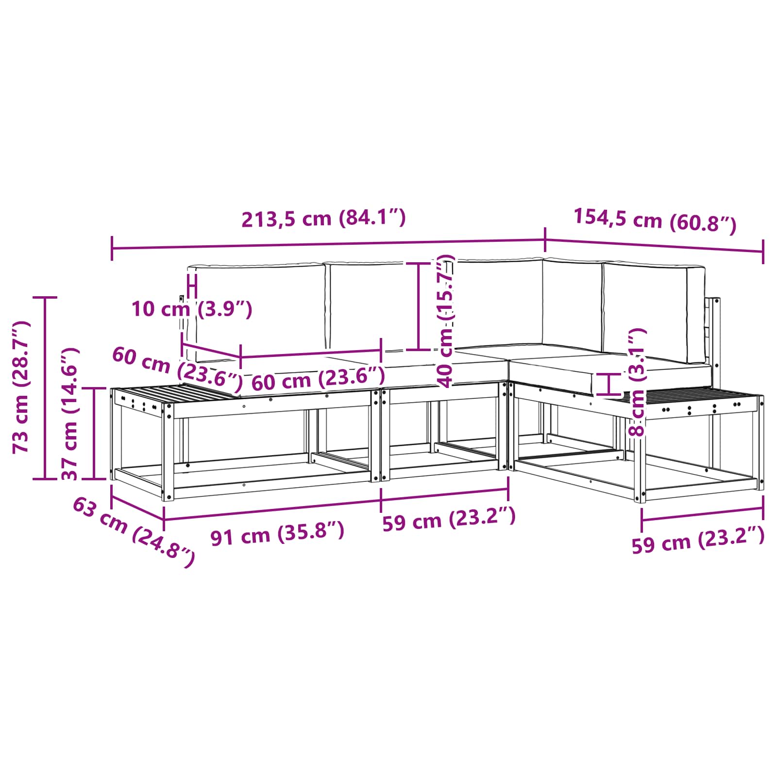 Set vanjskih sofa s jastukom 4 Komad Prirodna i bež