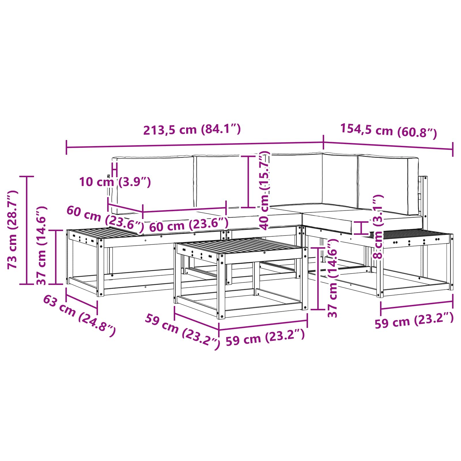 Set vanjskih sofa s jastukom 5 Komad Prirodna i antracit