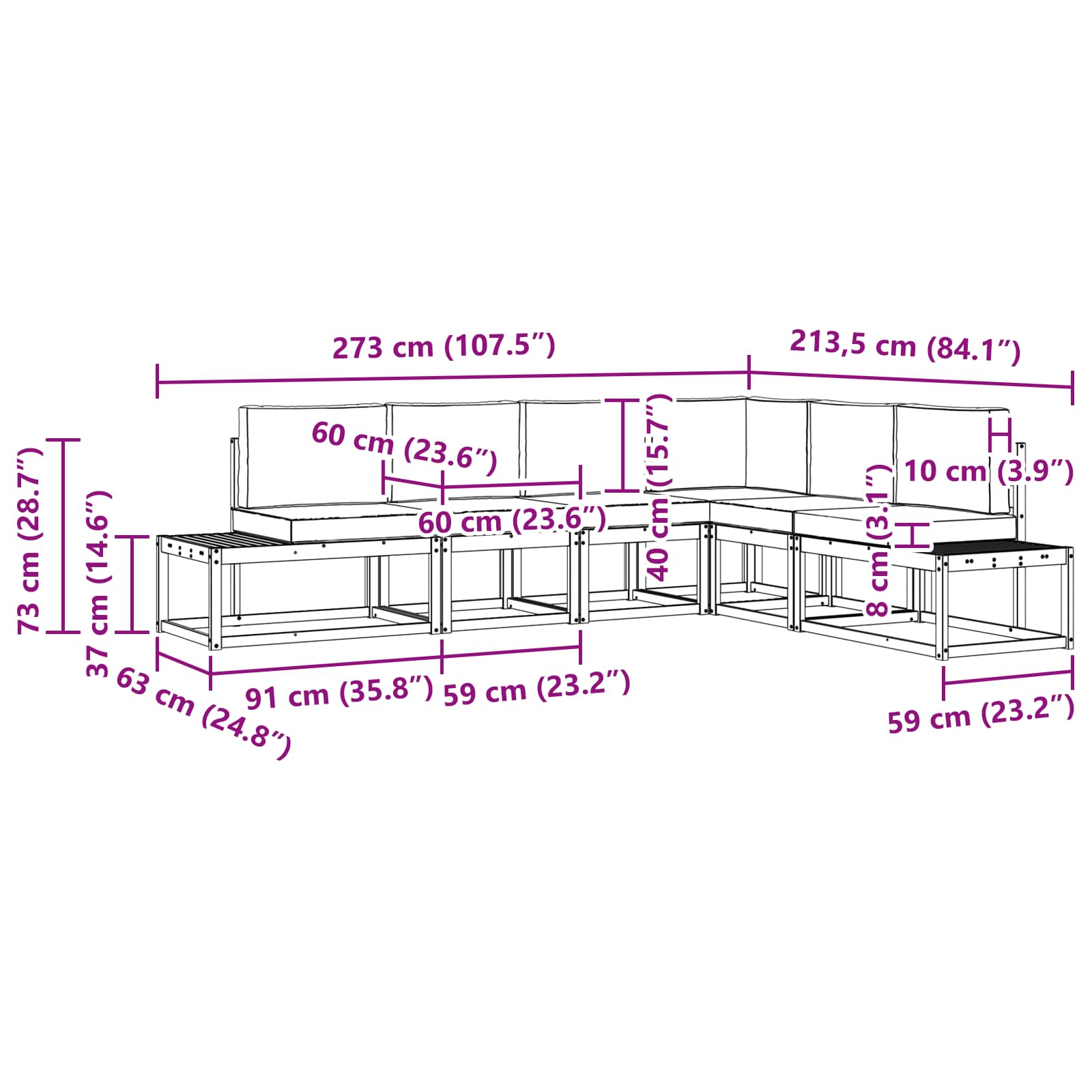 Set vanjskih sofa s jastukom 6 Komad Prirodna i krem