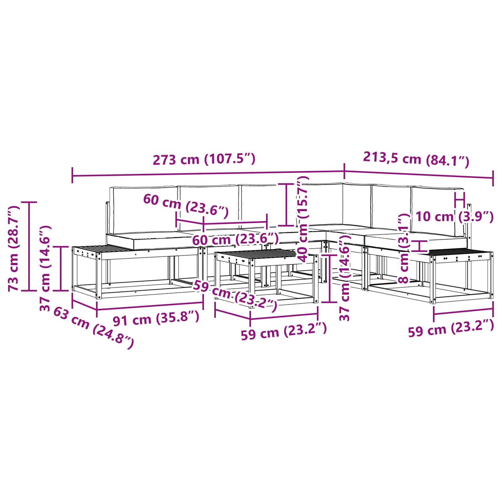 Set vanjskih sofa s jastukom 7 Komad Prirodna i antracit
