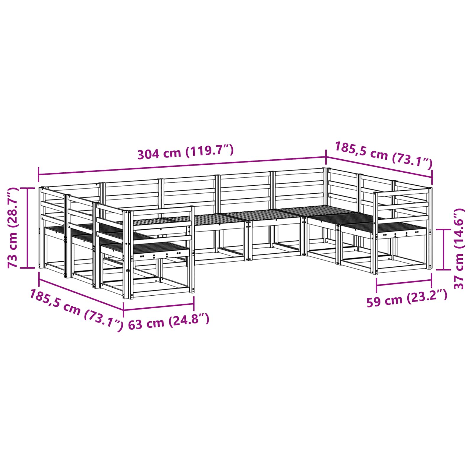 Set vanjskih sofa 9 pcs Prirodna Čvrsto drvo akacije
