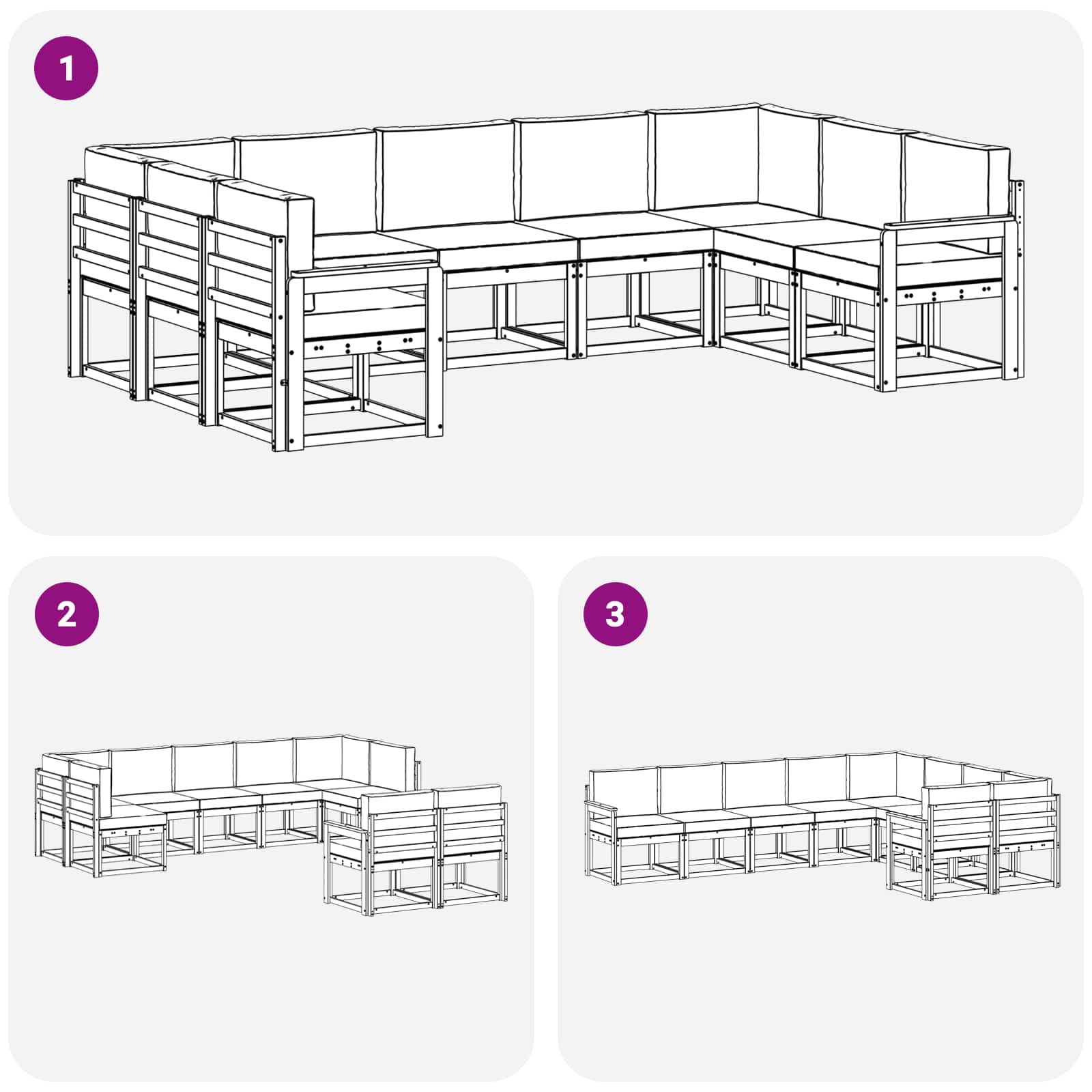 Set vanjskih sofa s jastukom 9 pcs Prirodna i krem