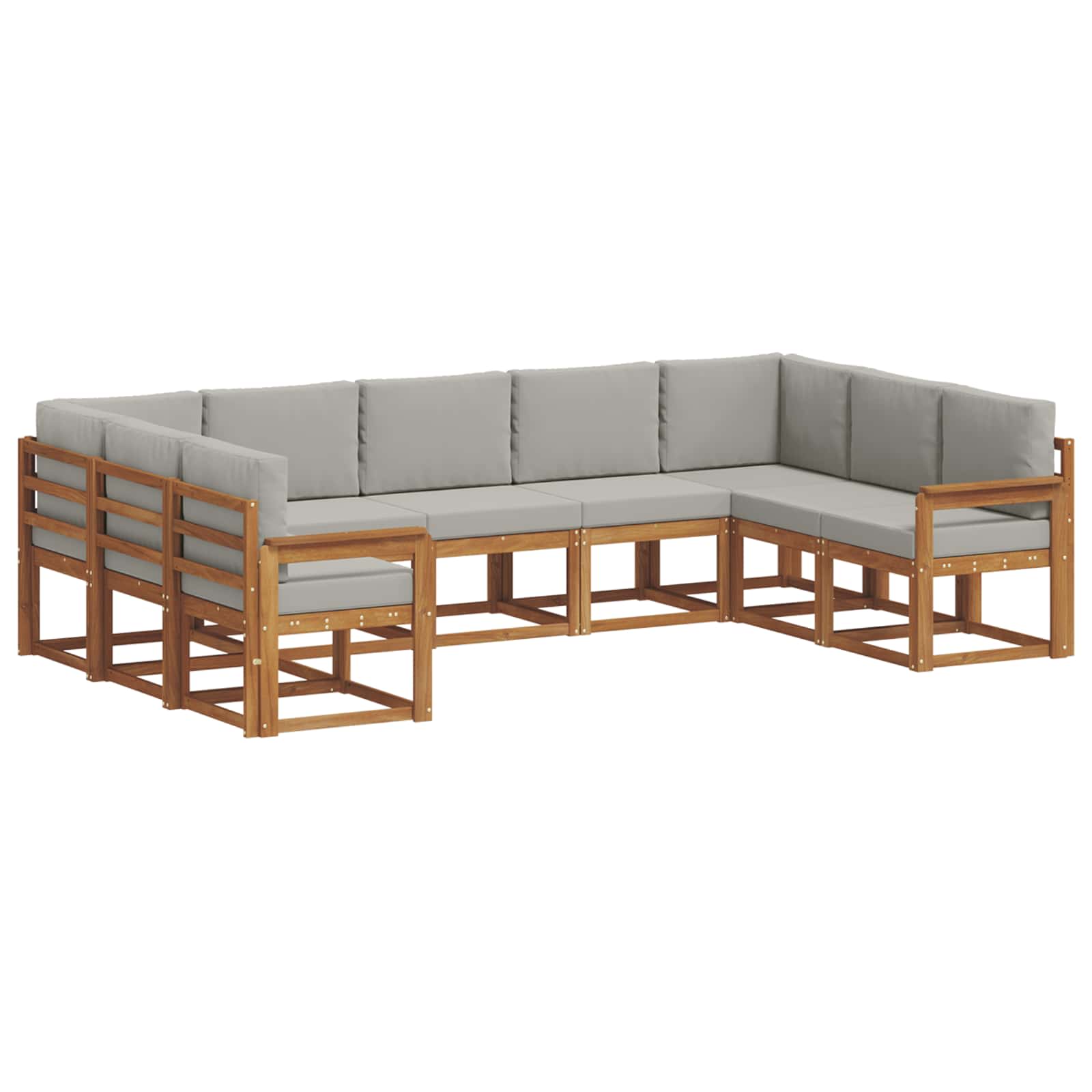 Set vanjskih sofa s jastukom 9 pcs Prirodna i svijetlo siva