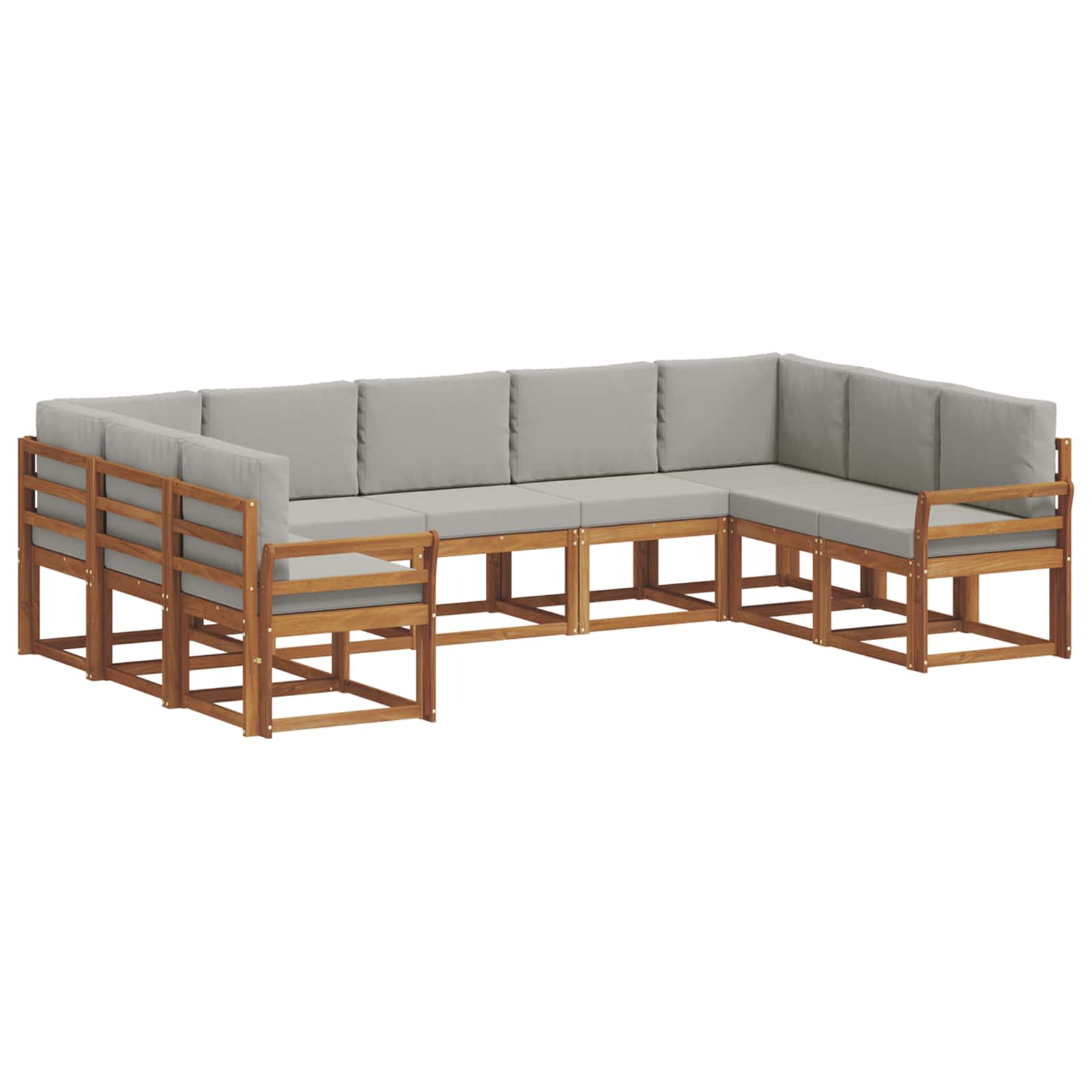 Set vanjskih sofa s jastukom 9 pcs Prirodna i svijetlo siva