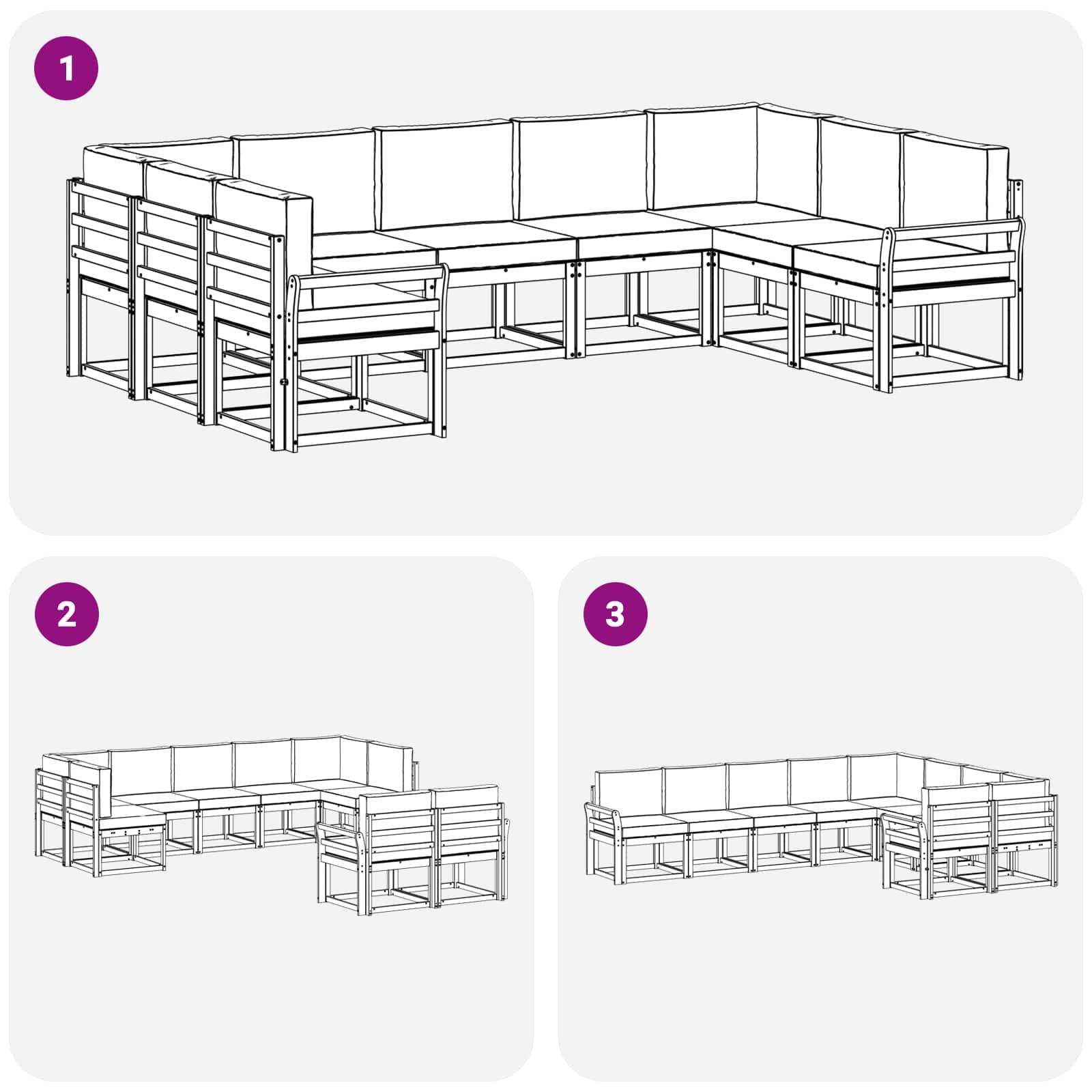 Set vanjskih sofa s jastukom 9 pcs Prirodna i svijetlo siva