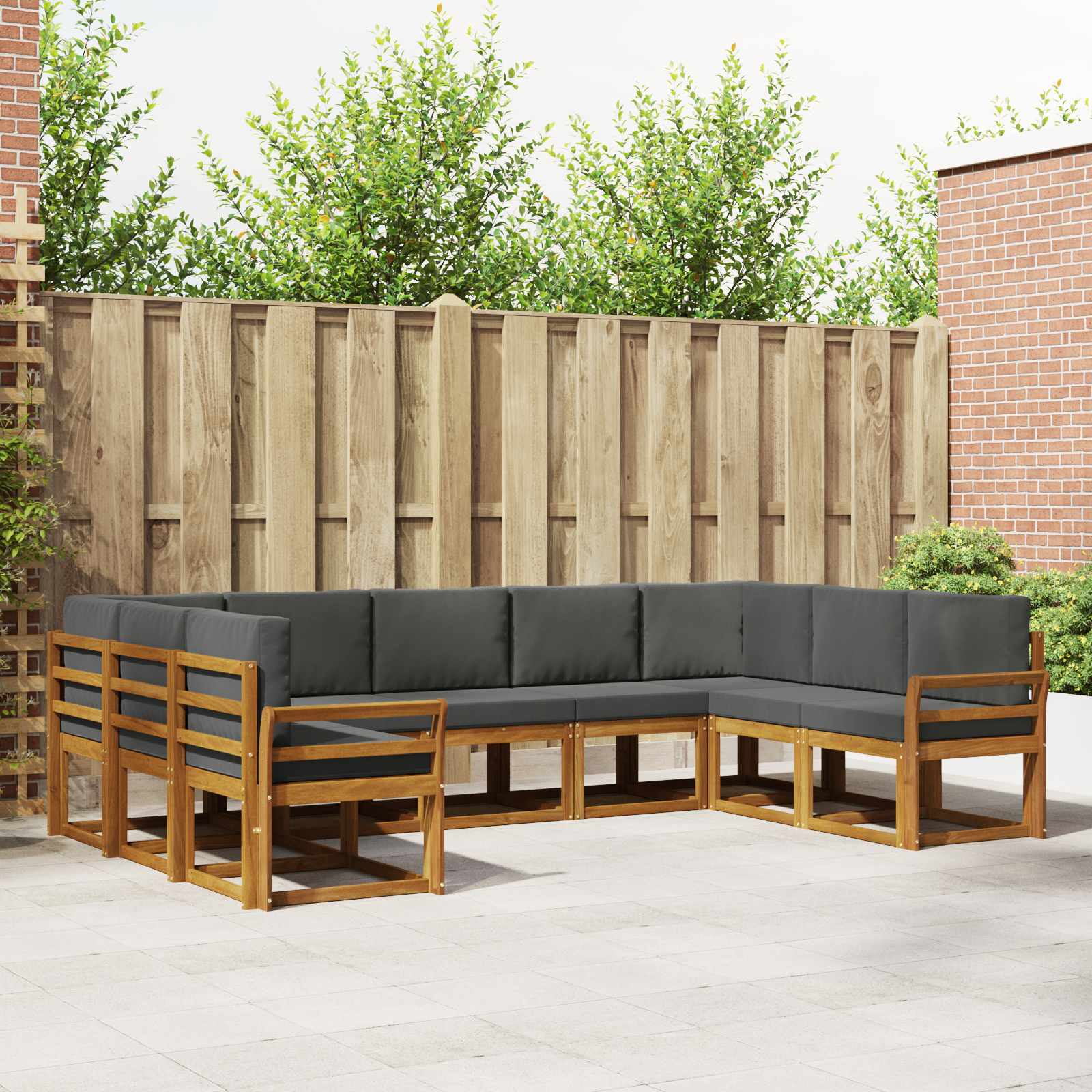 Set vanjskih sofa s jastukom 9 pcs Prirodna i antracit