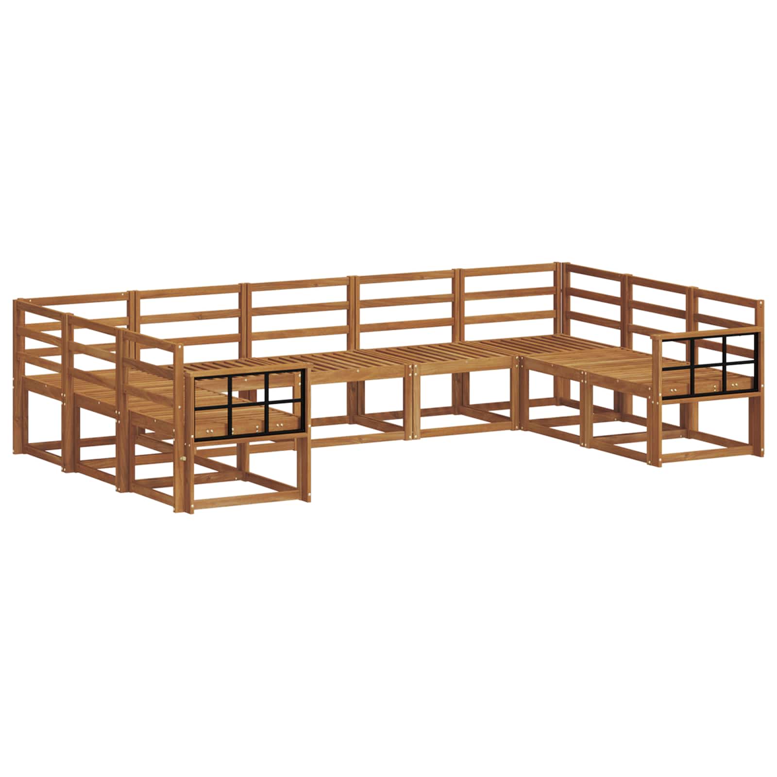 Set vanjskih sofa 9 pcs Prirodna Čvrsto drvo akacije