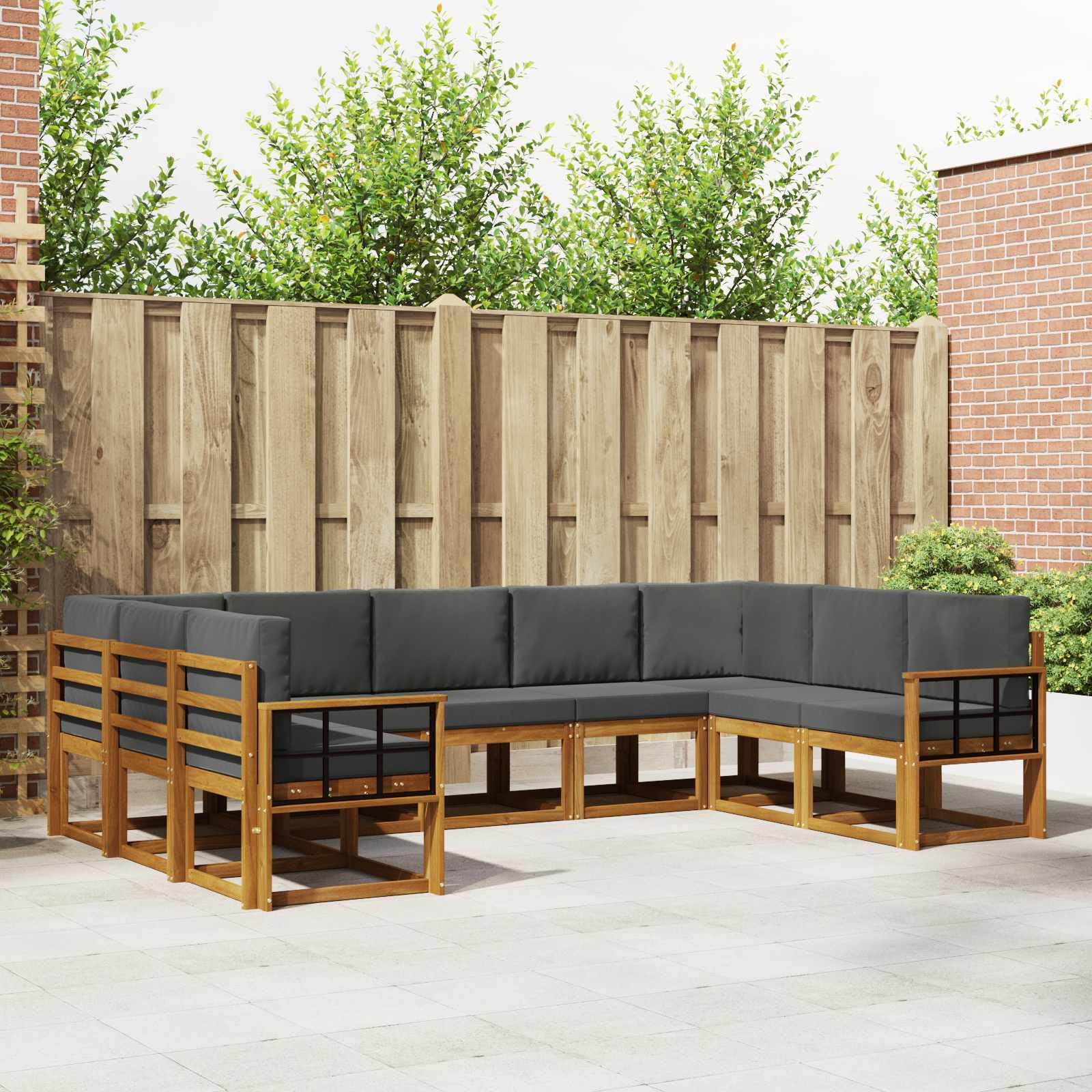 Set vanjskih sofa s jastukom 9 pcs Prirodna i antracit