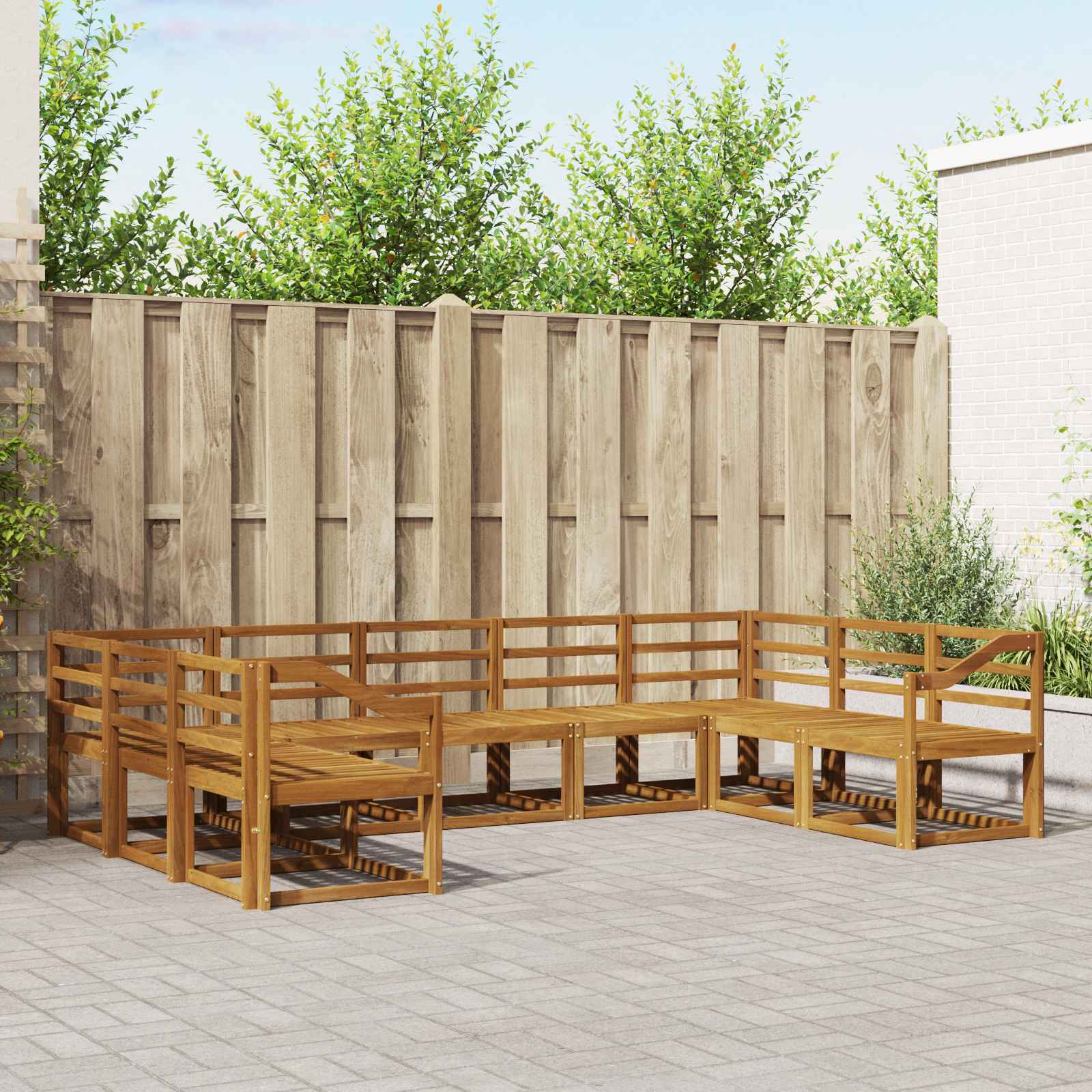 Set vanjskih sofa 9 pcs Prirodna Čvrsto drvo akacije