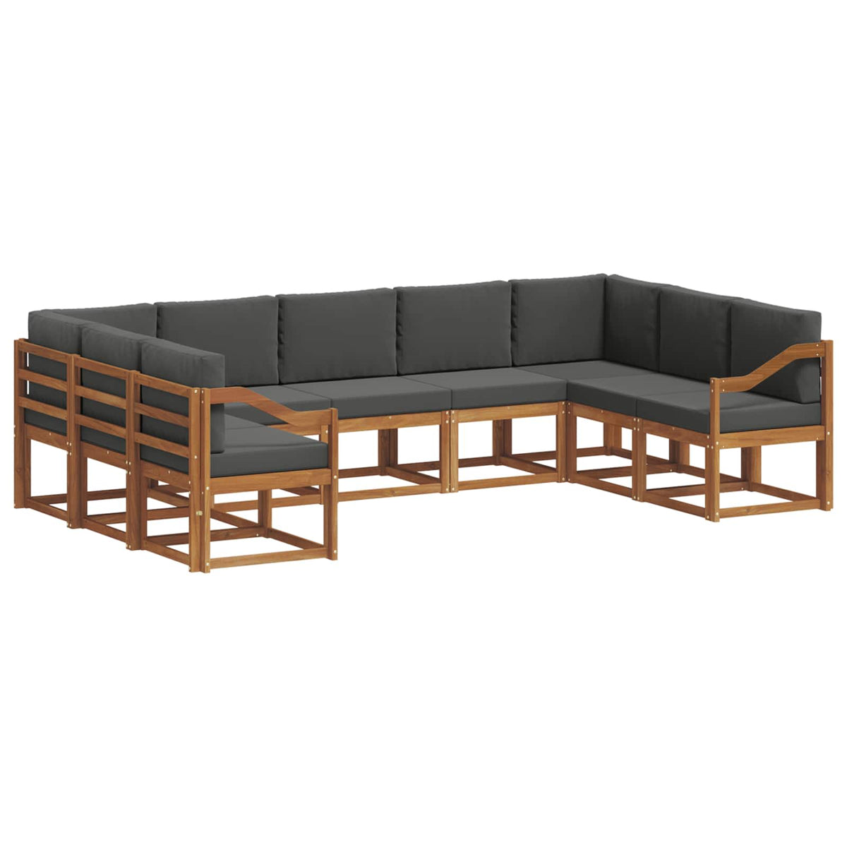 Set vanjskih sofa 9 kom. Prirodna i antracit Smeđa 304 x 185,5 x 73 cm