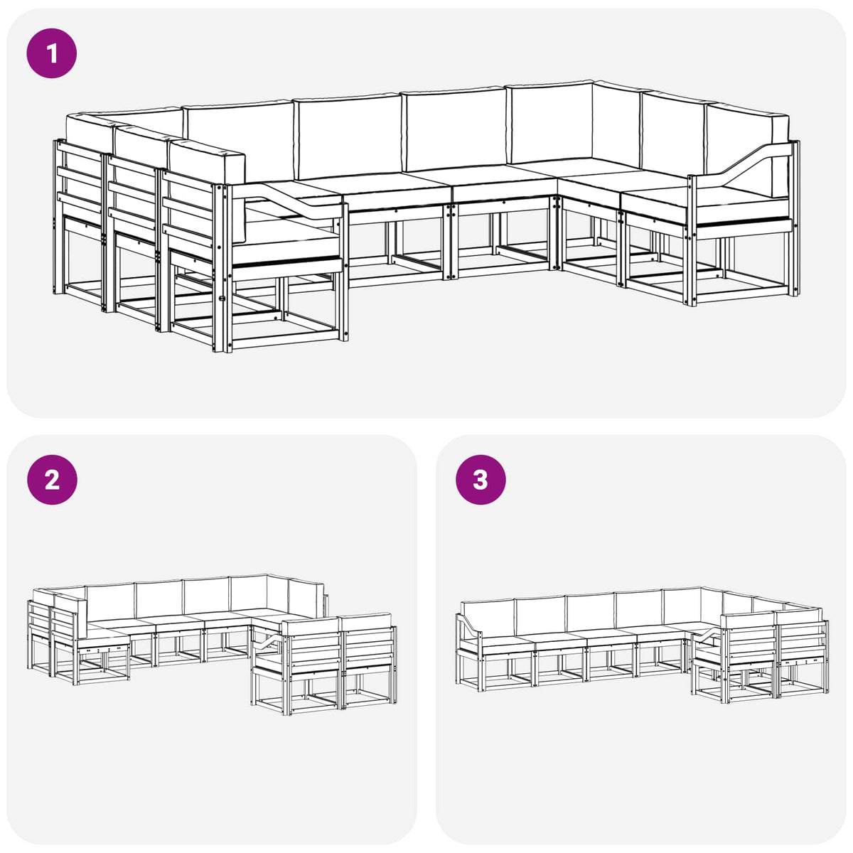 Set vanjskih sofa 9 kom. Prirodna i antracit Smeđa 304 x 185,5 x 73 cm