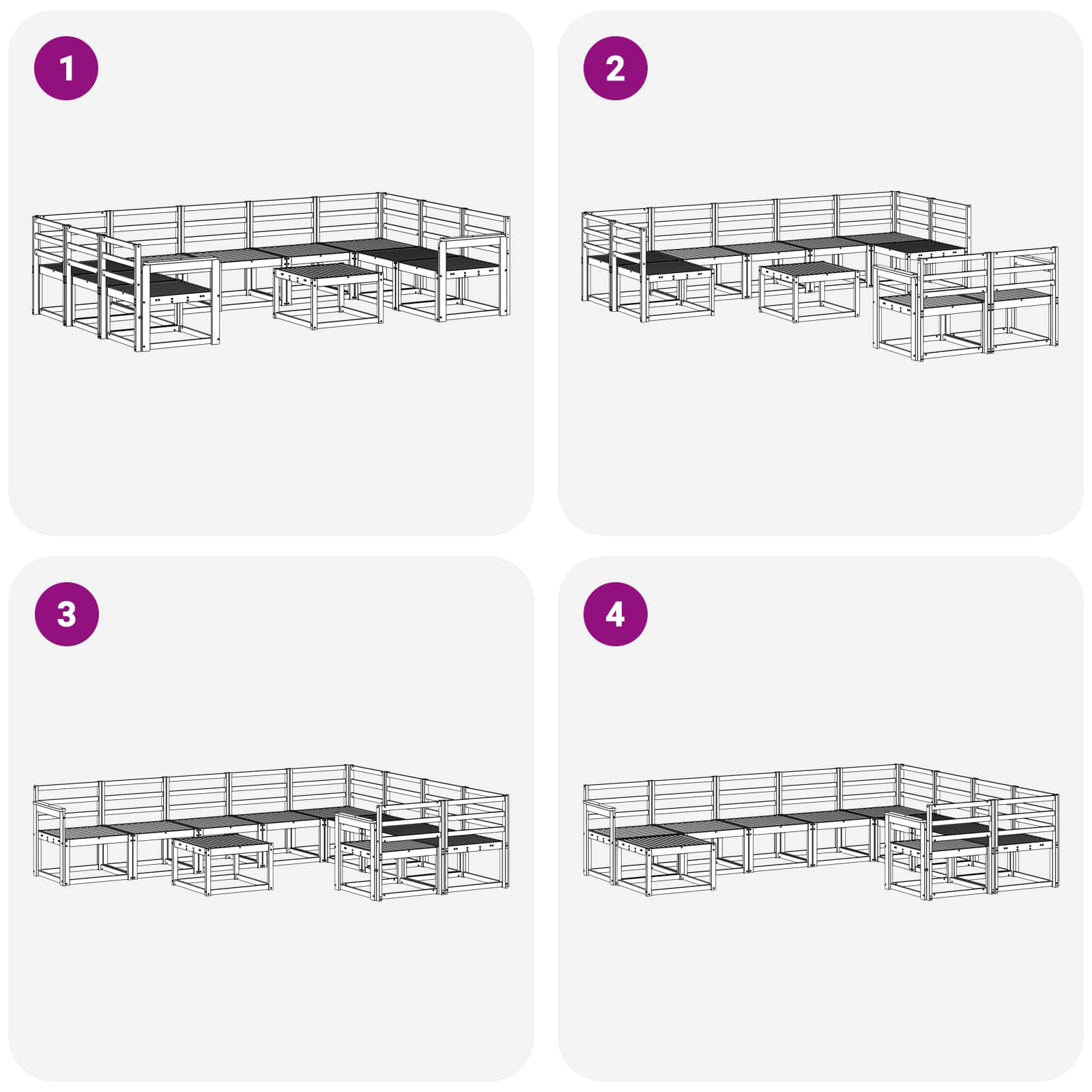 Set vanjskih sofa 10 pcs Prirodna Čvrsto drvo akacije