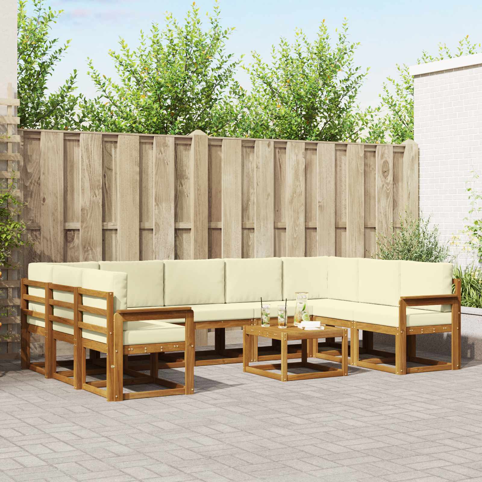 Set vanjskih sofa s jastukom 10 pcs Prirodna i krem