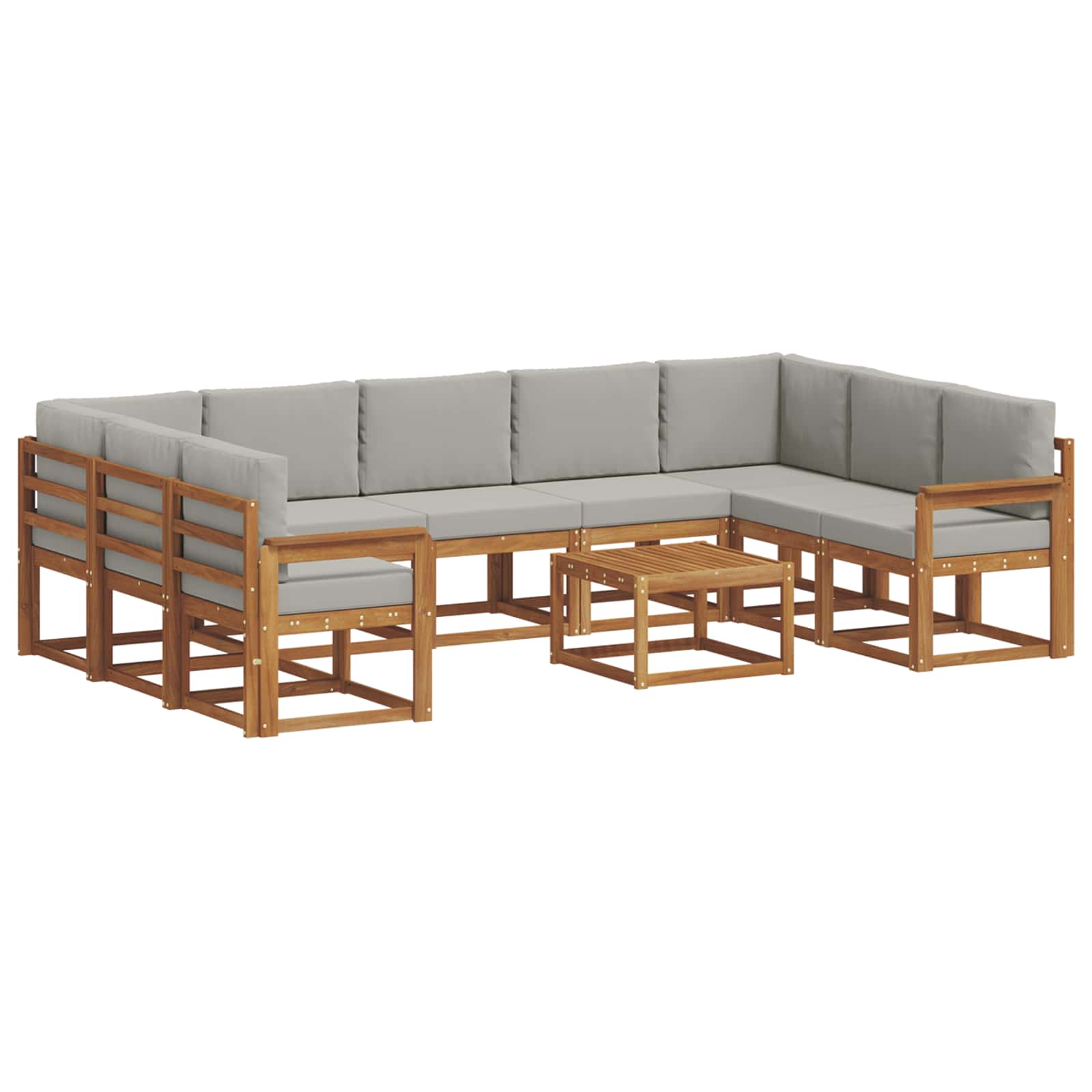 Set vanjskih sofa s jastukom 10 pcs Prirodna i svijetlo siva