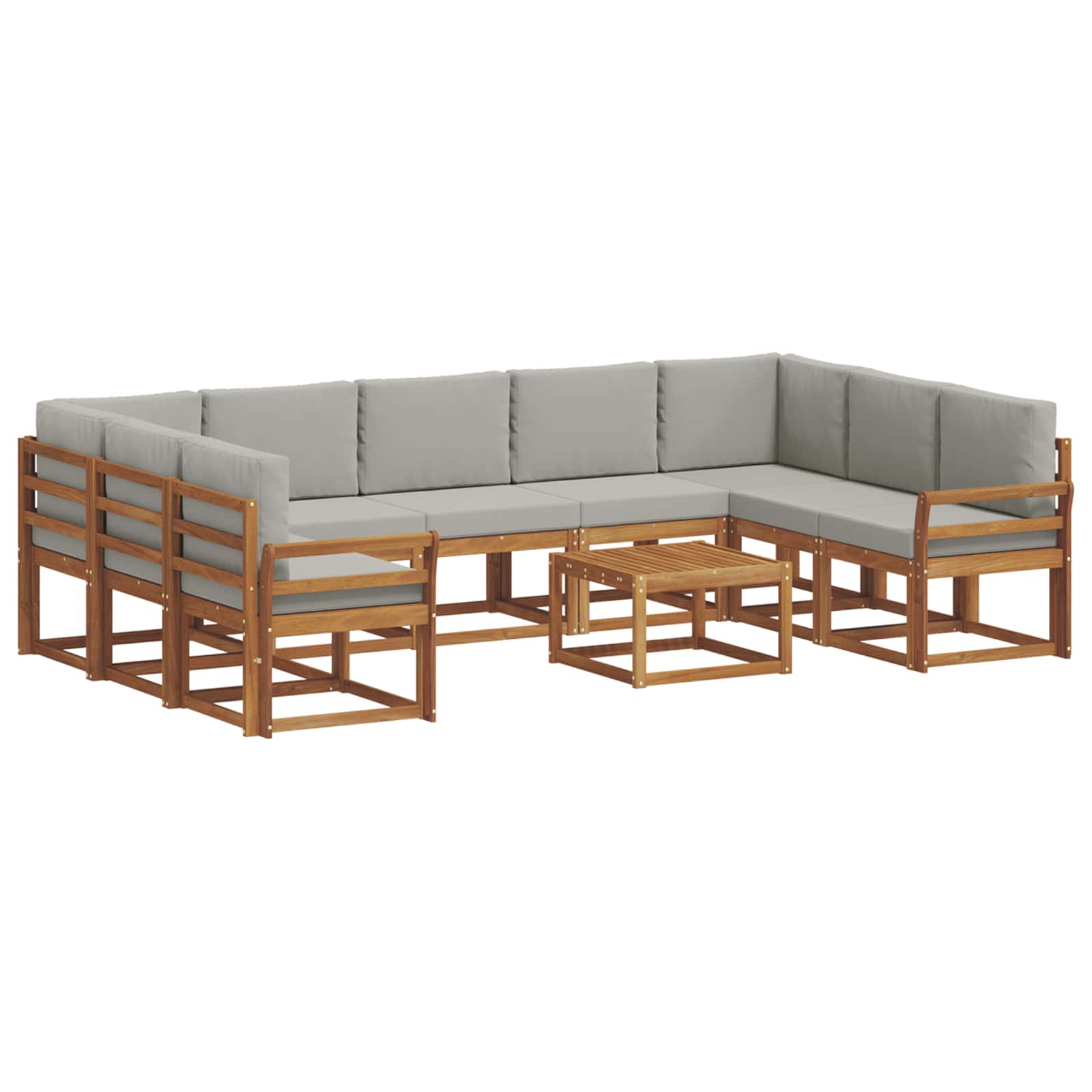 Set vanjskih sofa s jastukom 10 pcs Prirodna i svijetlo siva
