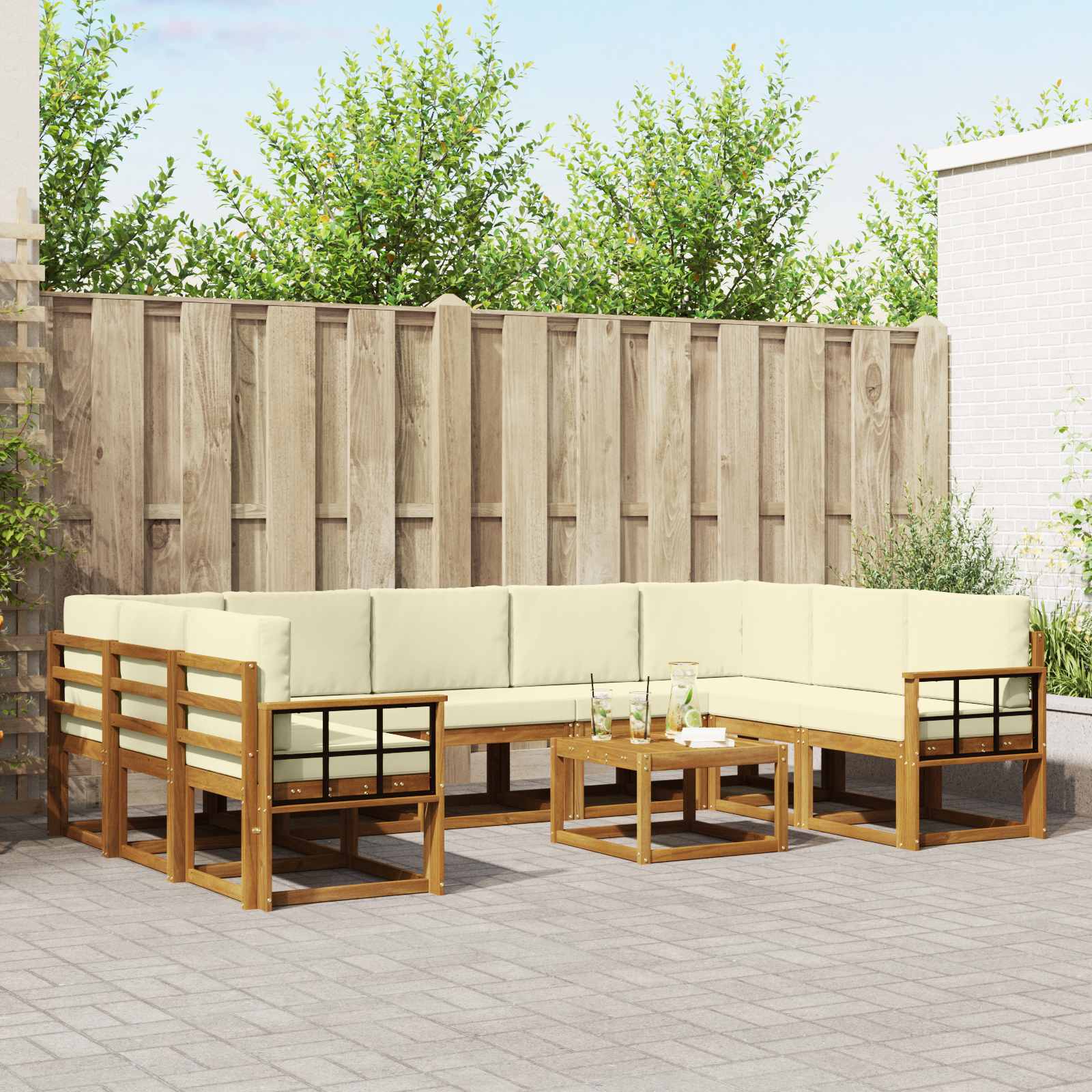 Set vanjskih sofa s jastukom 10 pcs Prirodna i krem