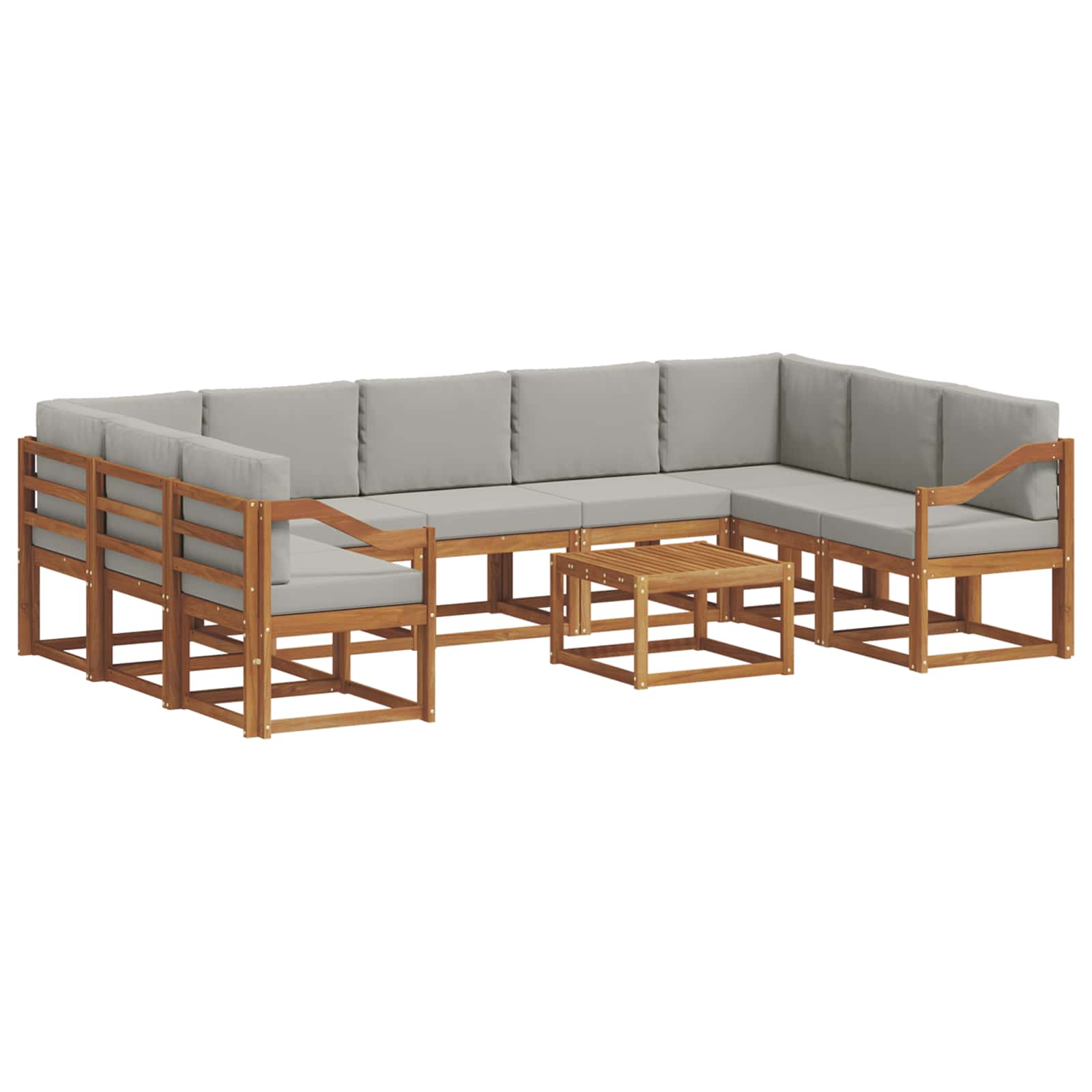 Set vanjskih sofa s jastukom 10 pcs Prirodna i svijetlo siva
