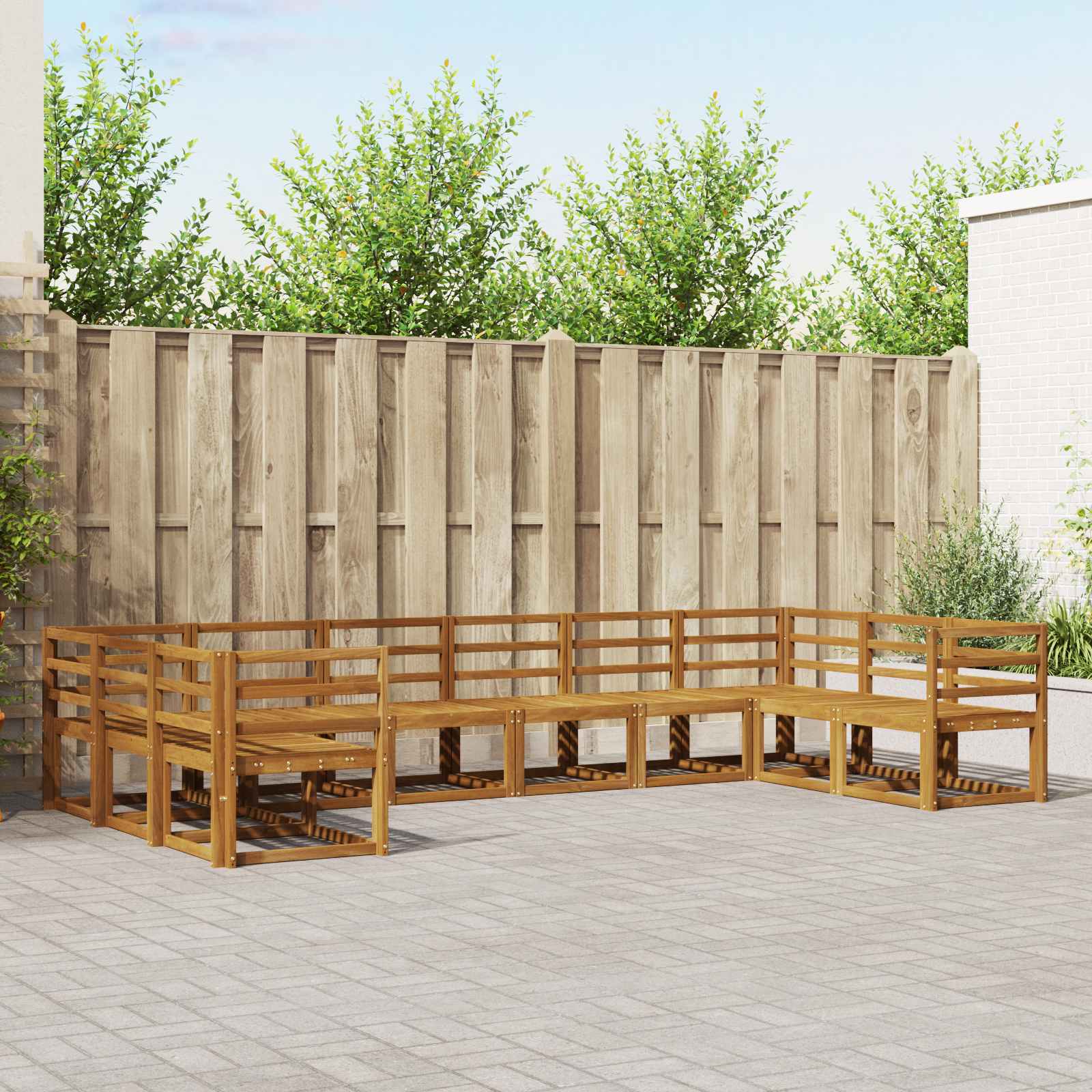 Set vanjskih sofa 10 pcs Prirodna Čvrsto drvo akacije