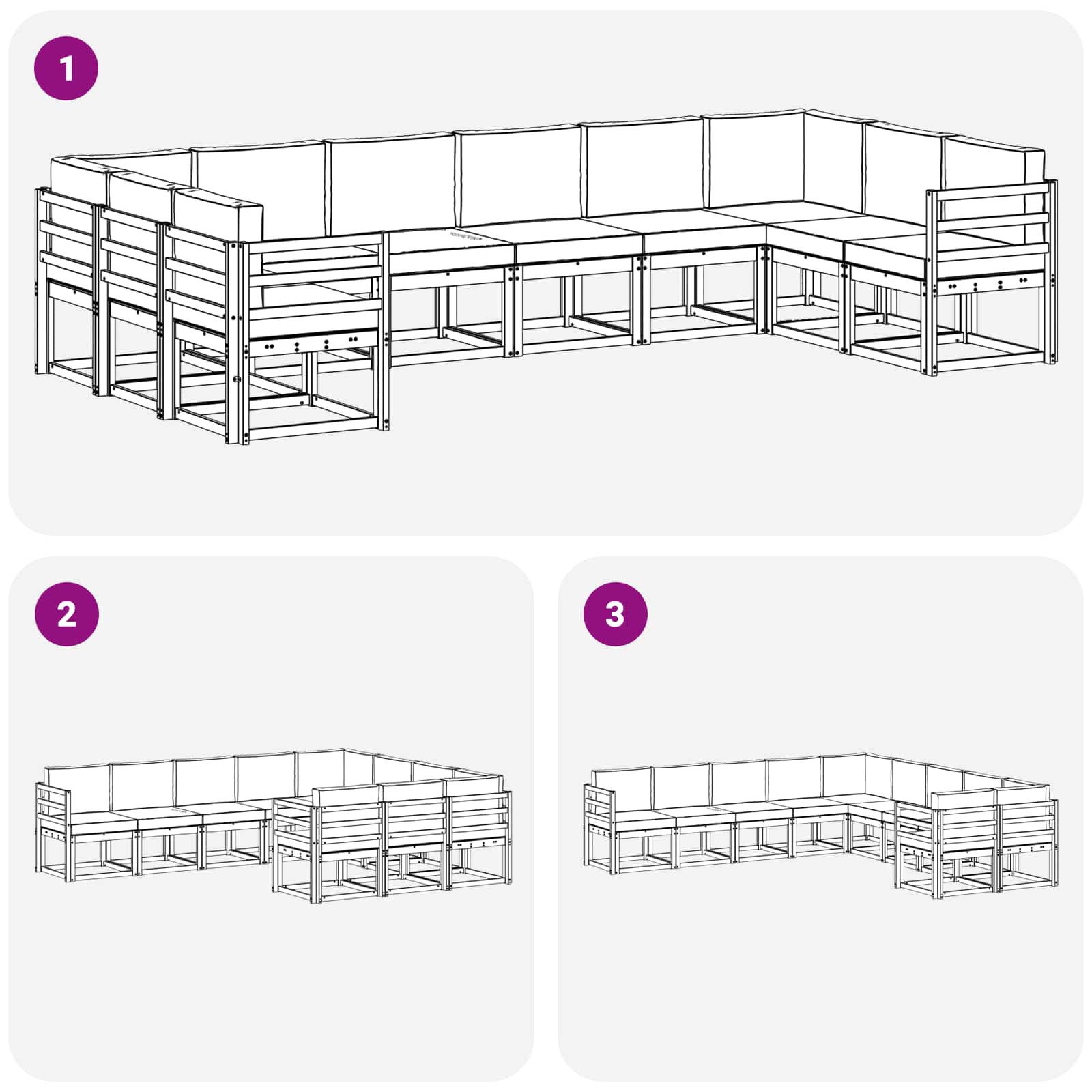 Set vanjskih sofa s jastukom 10 pcs Prirodna i svijetlo siva