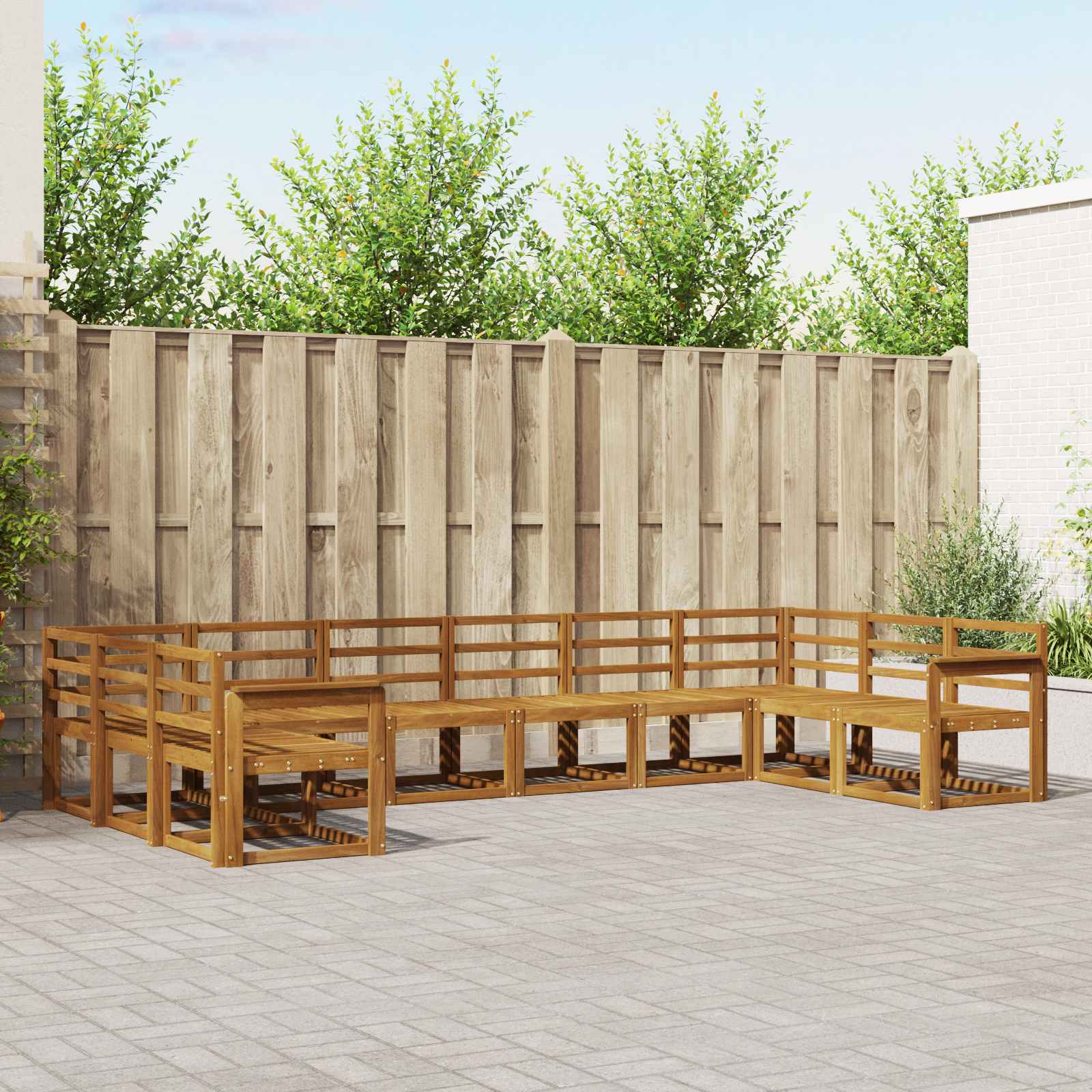 Set vanjskih sofa 10 pcs Prirodna Čvrsto drvo akacije
