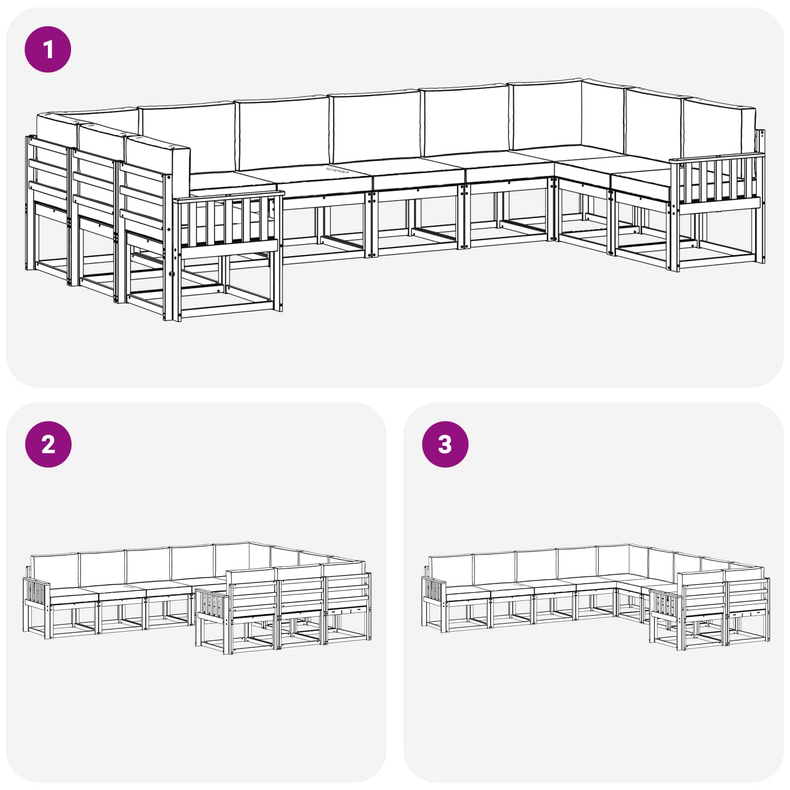 Set vanjskih sofa s jastukom 10 pcs Prirodna i krem