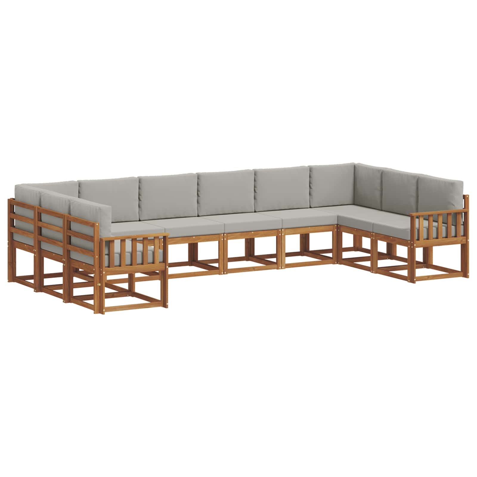 Set vanjskih sofa s jastukom 10 pcs Prirodna i svijetlo siva
