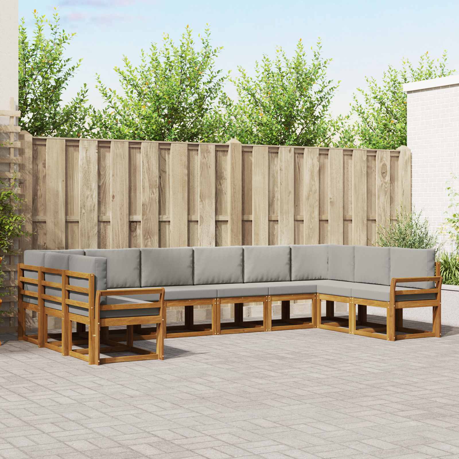 Set vanjskih sofa s jastukom 10 pcs Prirodna i svijetlo siva