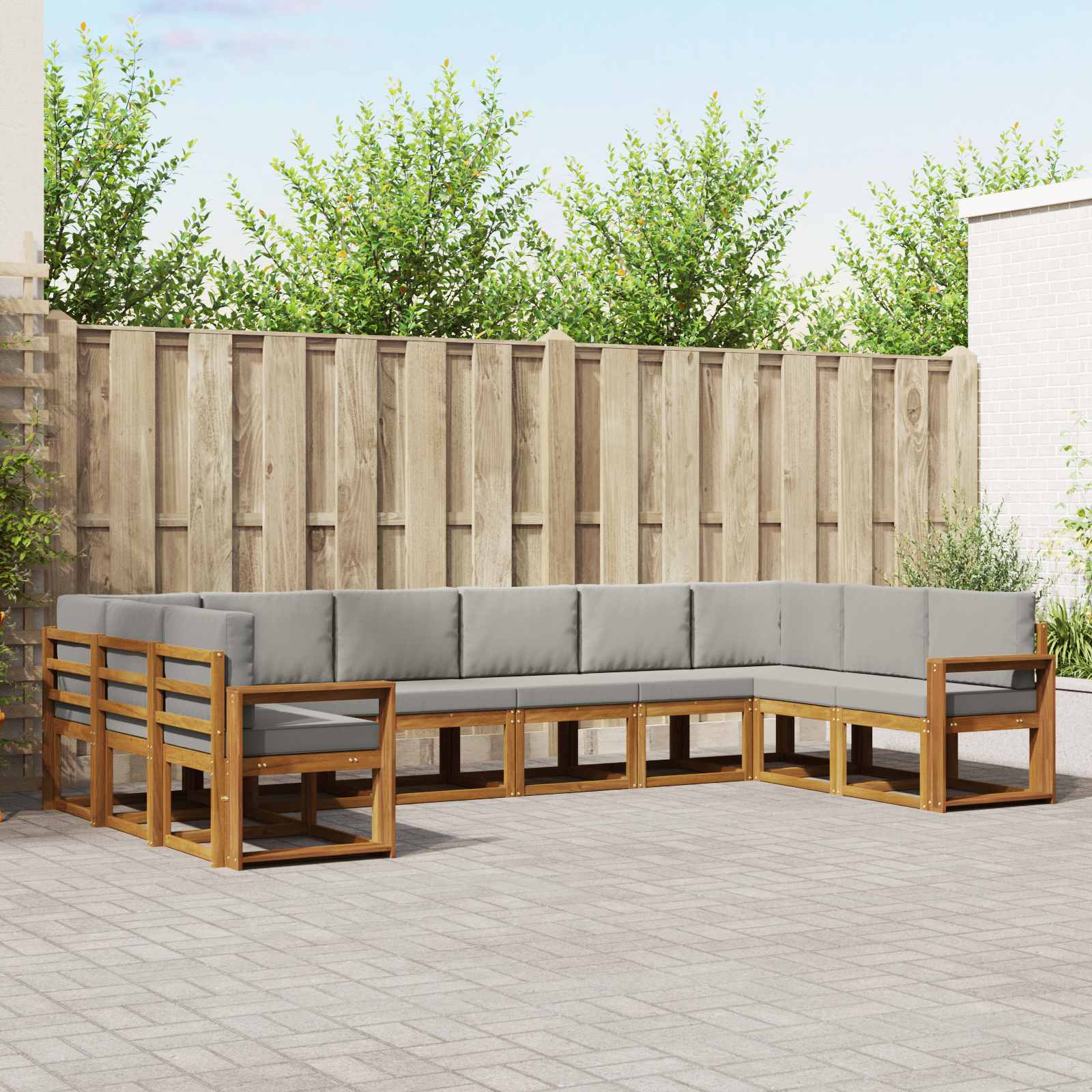 Set vanjskih sofa s jastukom 10 pcs Prirodna i svijetlo siva
