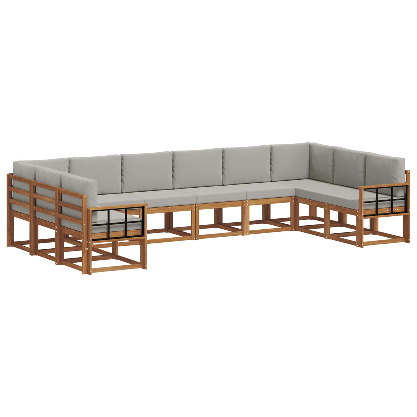 Set vanjskih sofa s jastukom 10 pcs Prirodna i svijetlo siva