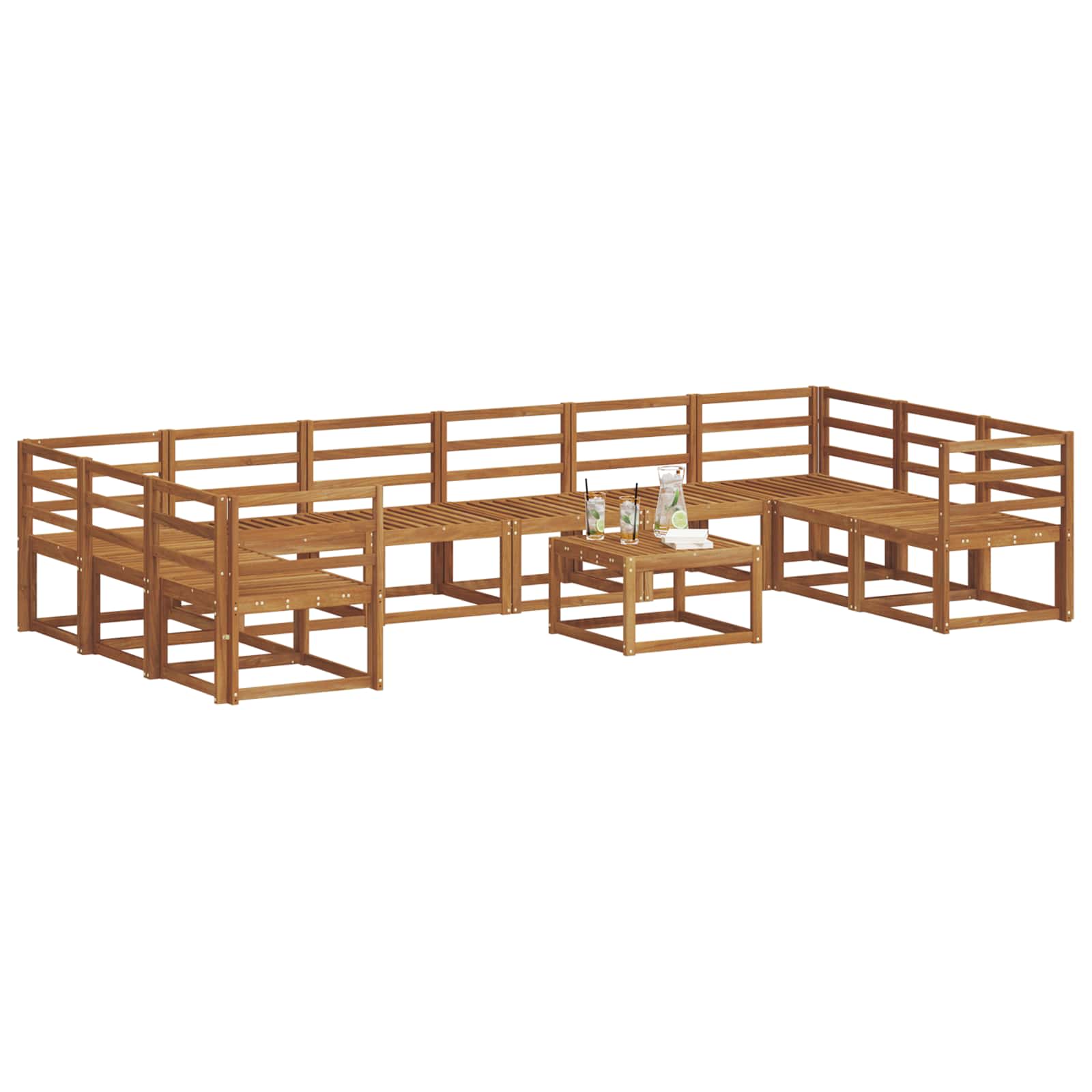 Set vanjskih sofa 11 pcs Prirodna Čvrsto drvo akacije