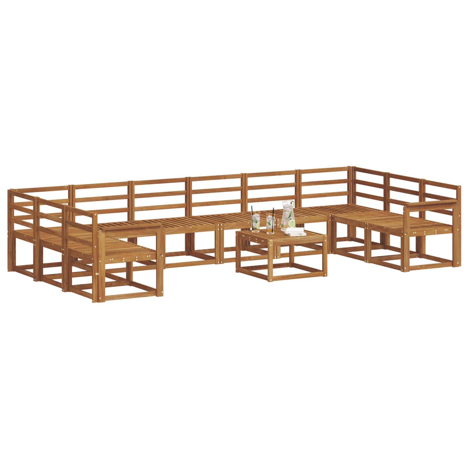 Set vanjskih sofa 11 pcs Prirodna Čvrsto drvo akacije