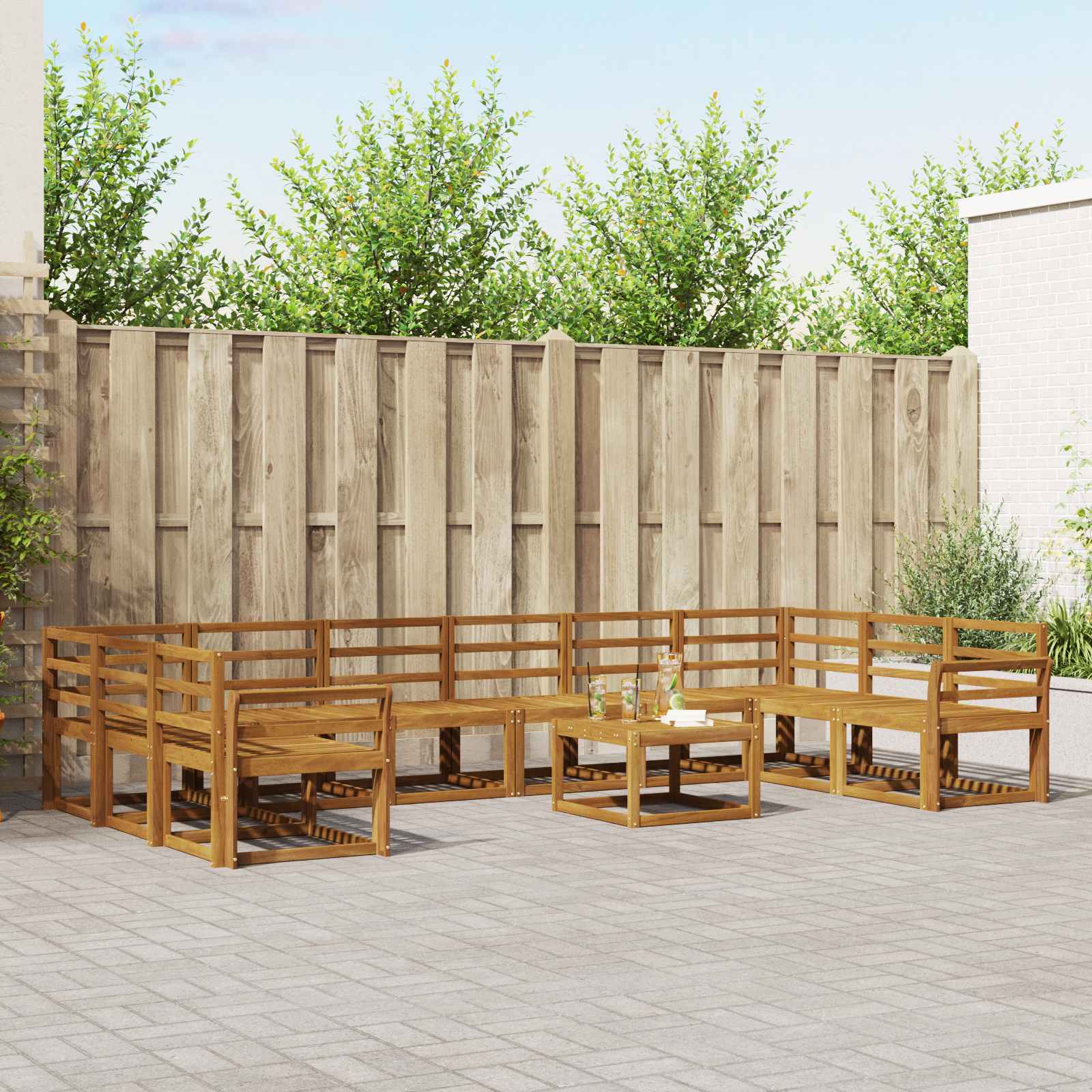 Set vanjskih sofa 11 pcs Prirodna Čvrsto drvo akacije
