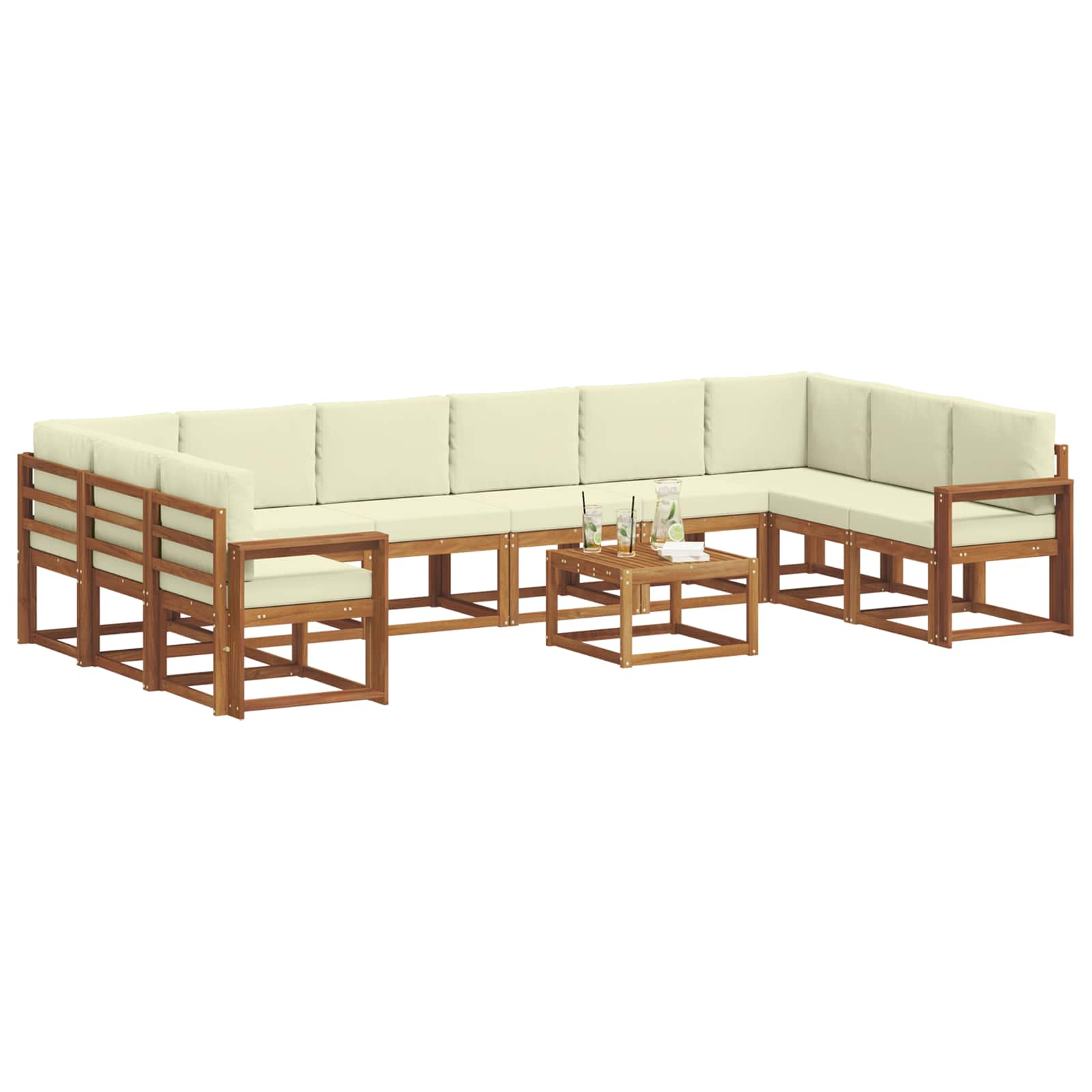 Set vanjskih sofa s jastukom 11 pcs Prirodna i krem