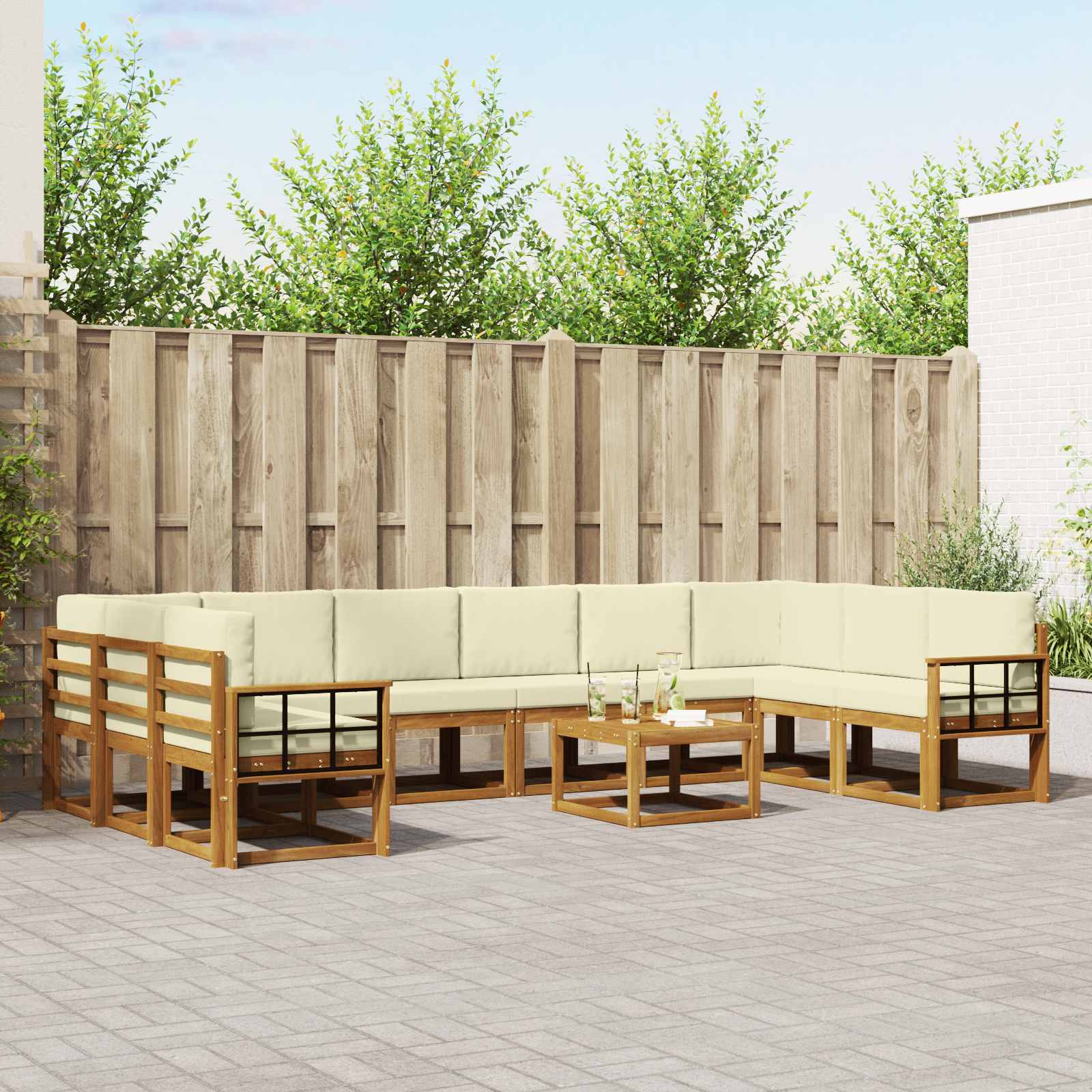 Set vanjskih sofa s jastukom 11 pcs Prirodna i krem