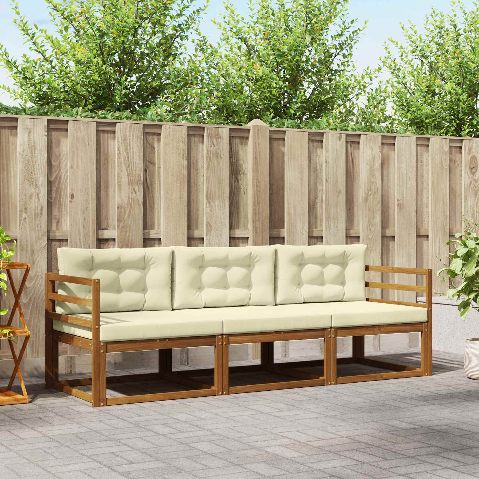Set vanjskih sofa s jastukom 3 pcs Prirodna i krem