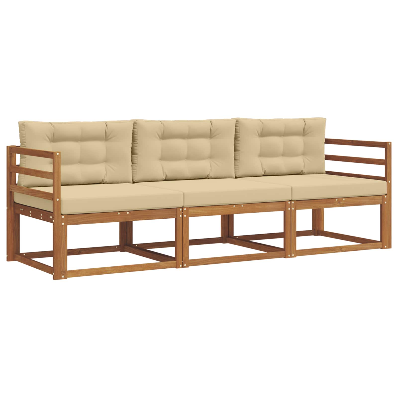 Set vanjskih sofa s jastukom 3 pcs Prirodna i bež