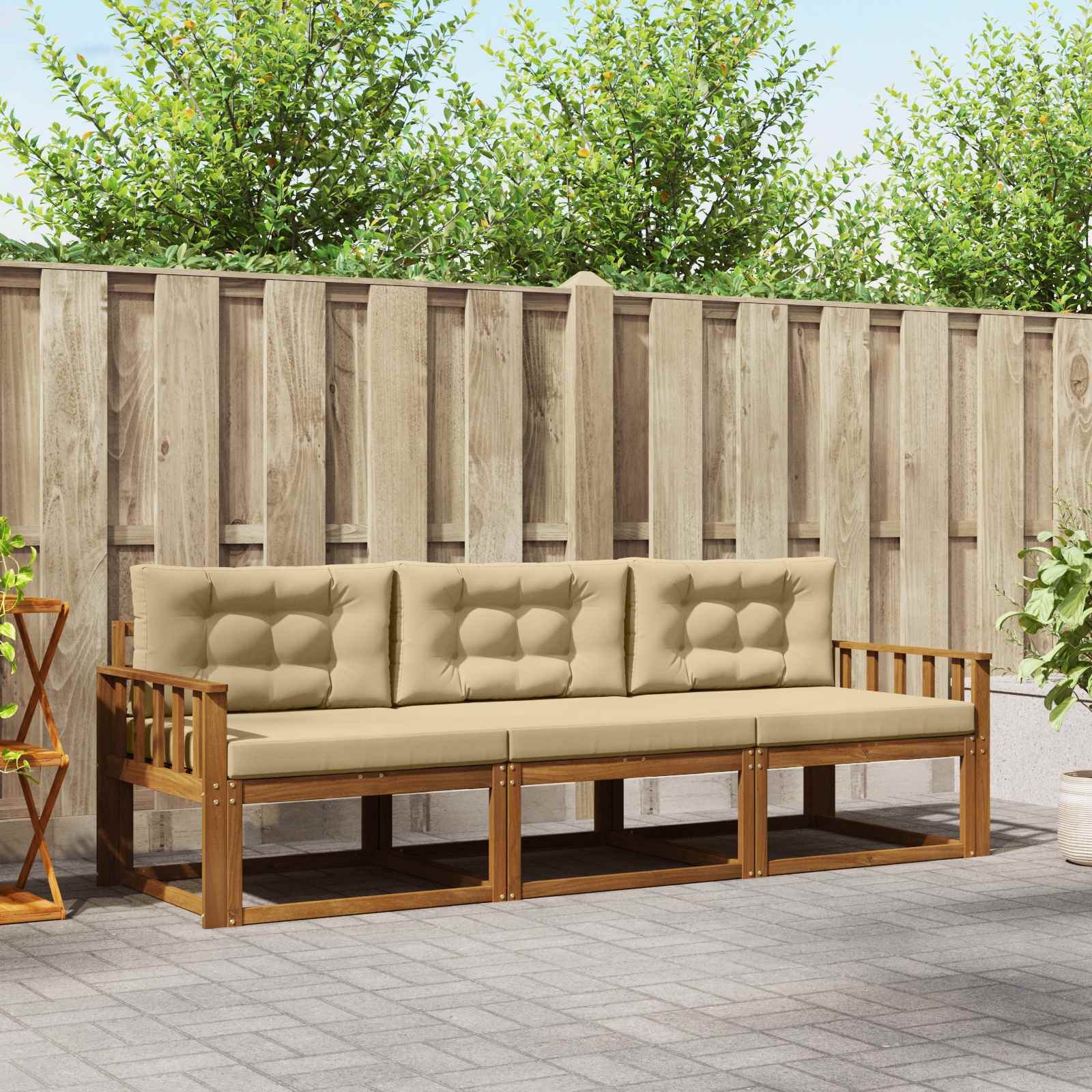 Set vanjskih sofa s jastukom 3 pcs Prirodna i bež