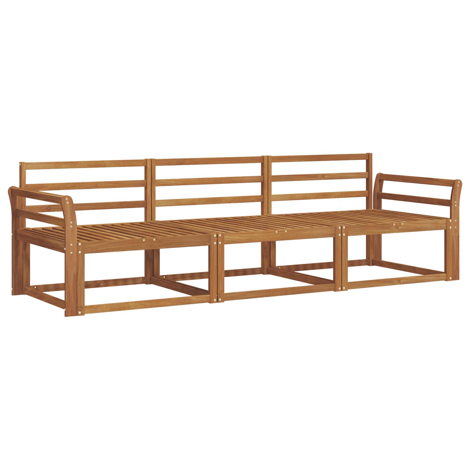Set vanjskih sofa 3 pcs Prirodna Čvrsto drvo akacije
