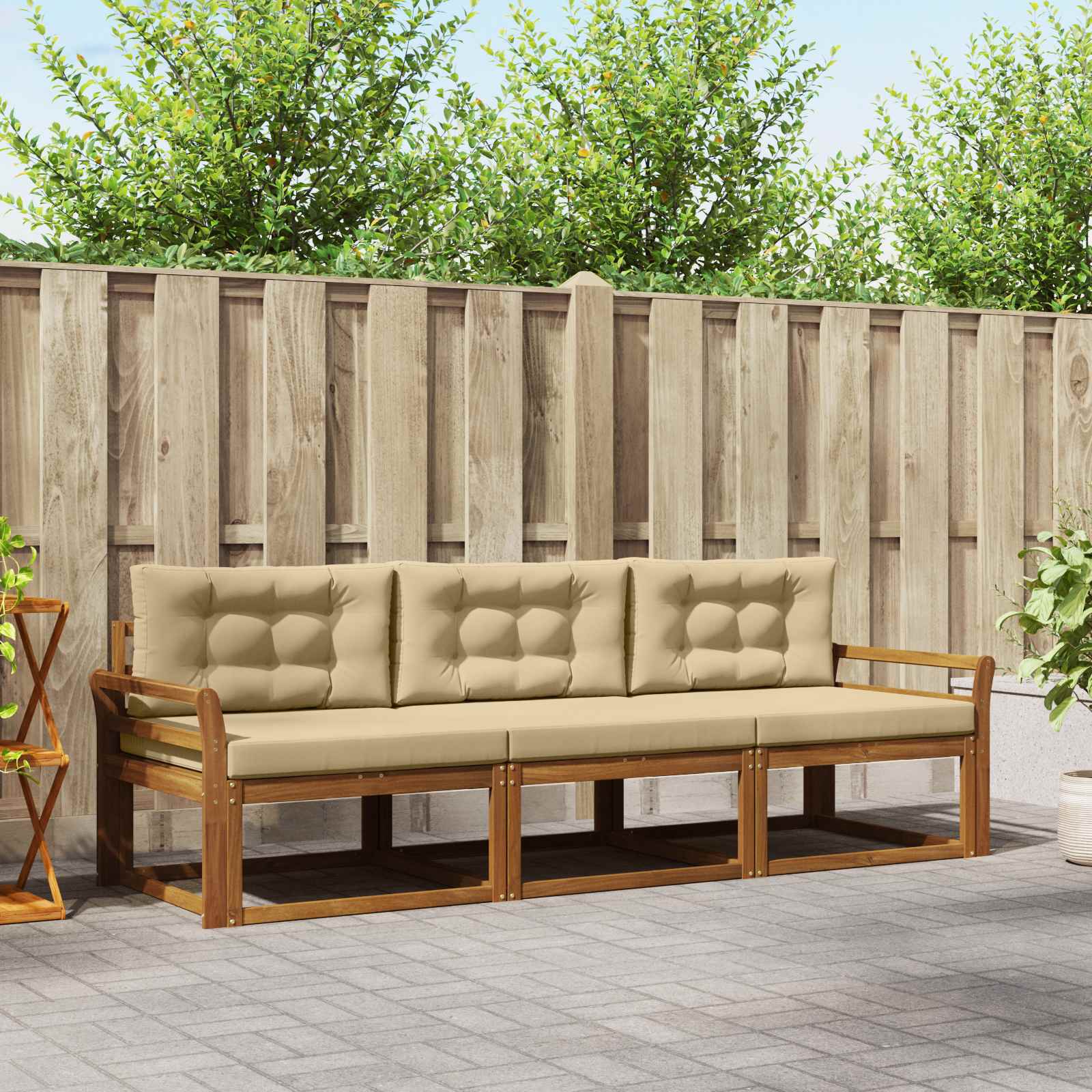 Set vanjskih sofa s jastukom 3 pcs Prirodna i bež