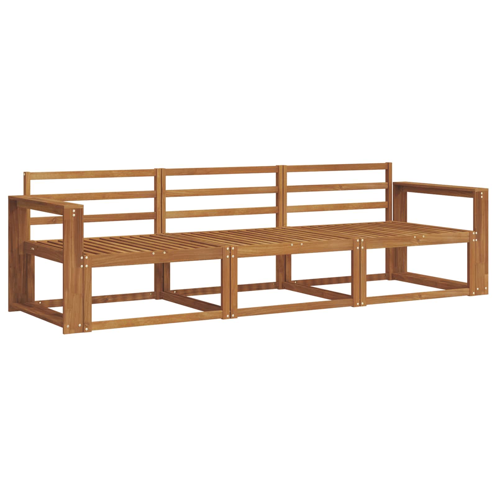 Set vanjskih sofa 3 pcs Prirodna Čvrsto drvo akacije
