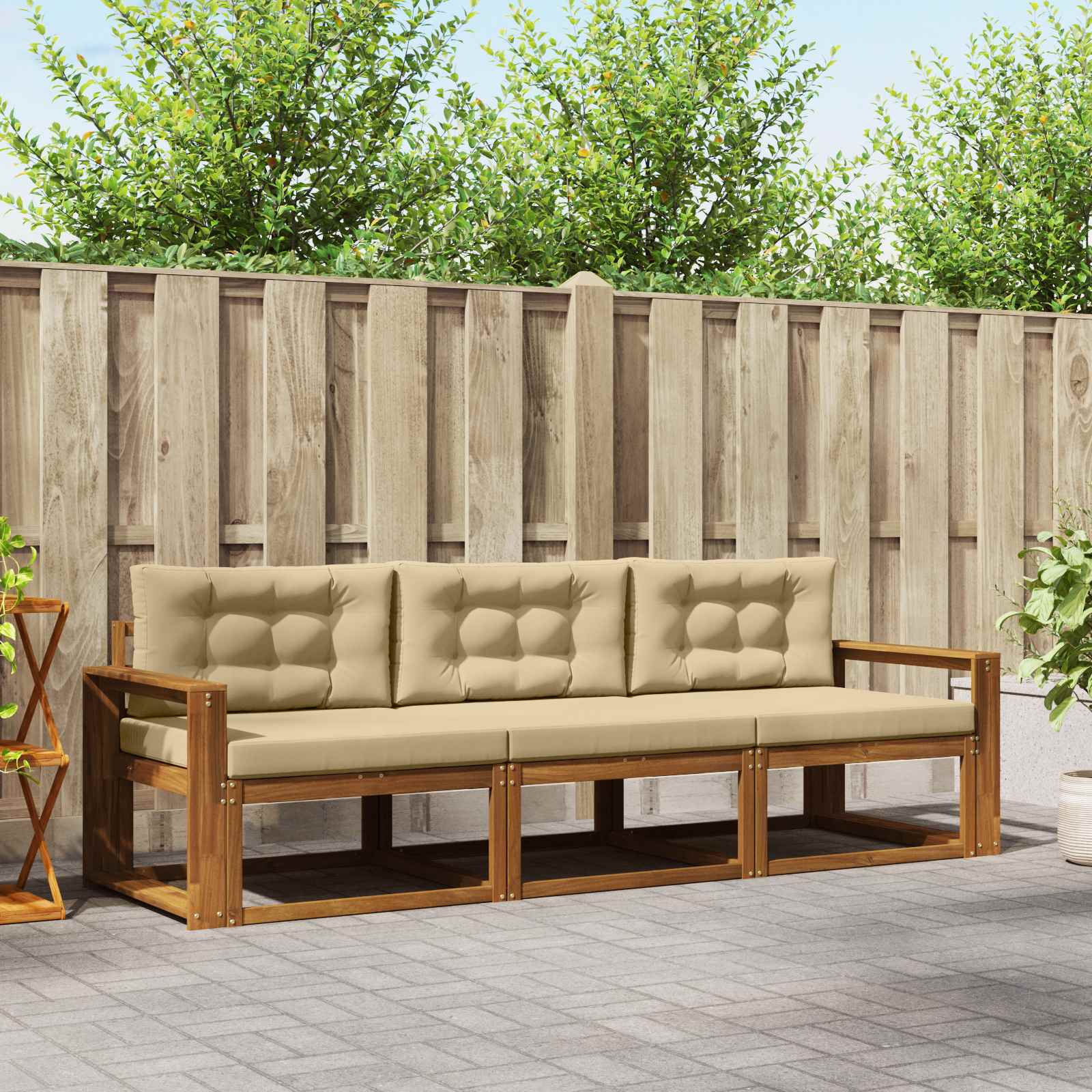 Set vanjskih sofa s jastukom 3 pcs Prirodna i bež