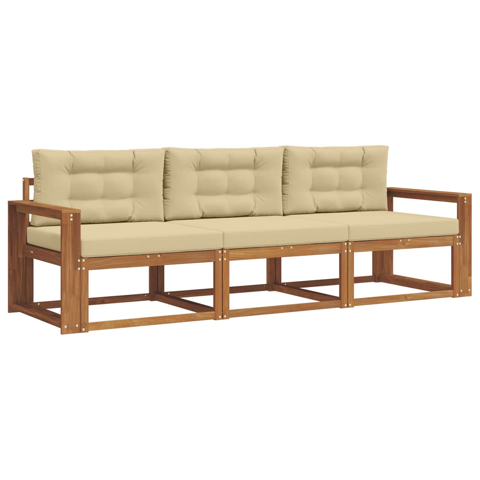 Set vanjskih sofa s jastukom 3 pcs Prirodna i bež