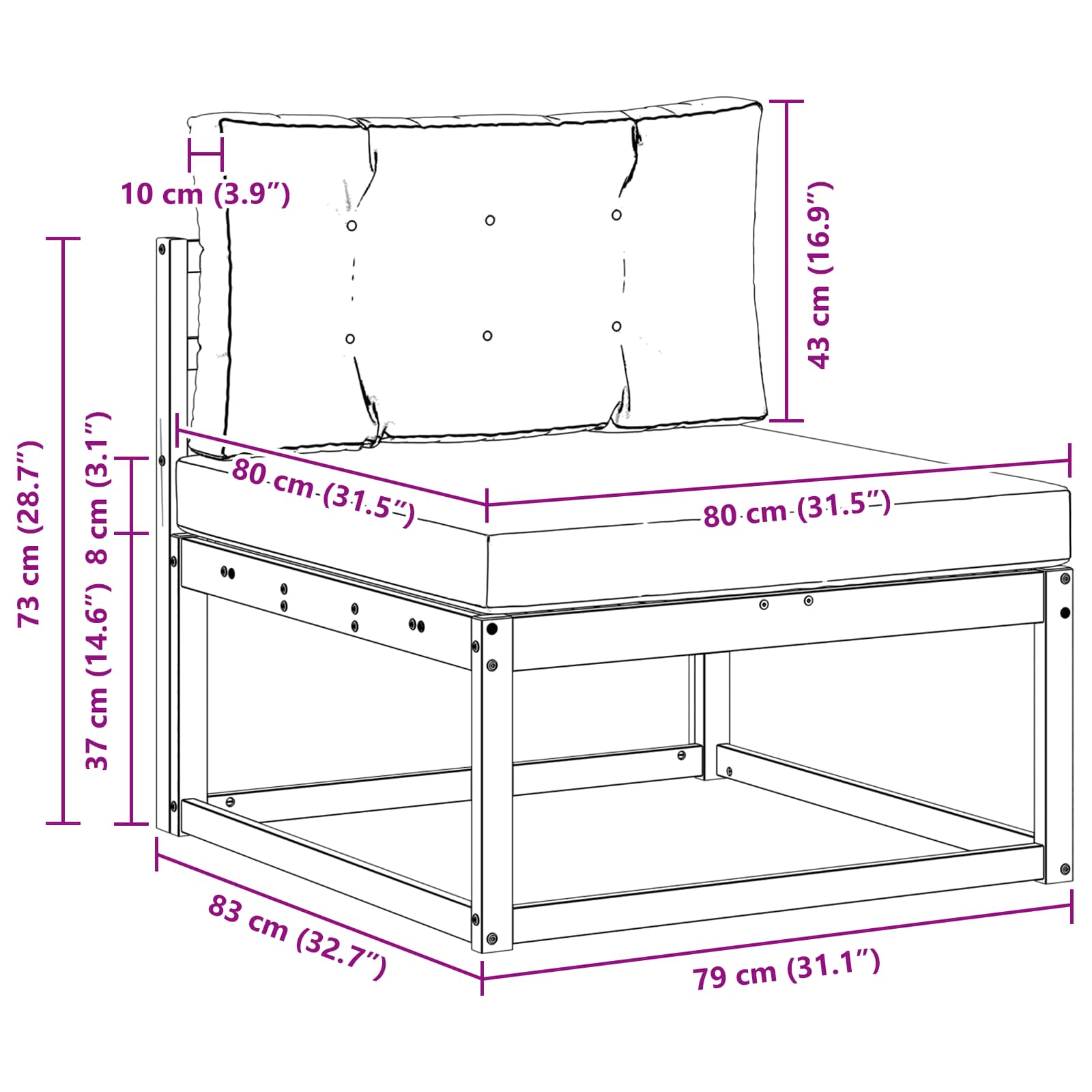 Set vanjskih sofa s jastukom 3 pcs Prirodna i krem