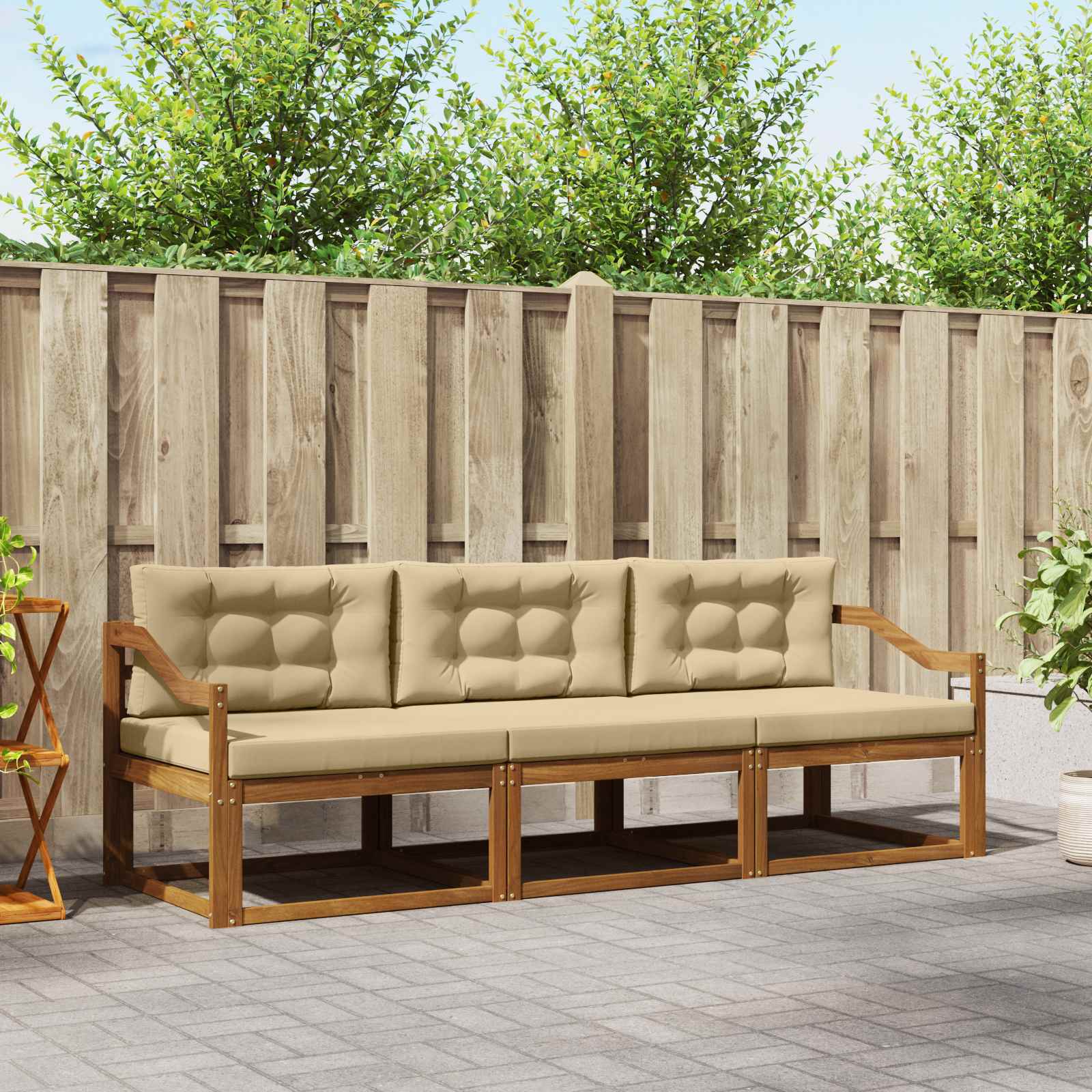 Set vanjskih sofa s jastukom 3 pcs Prirodna i bež