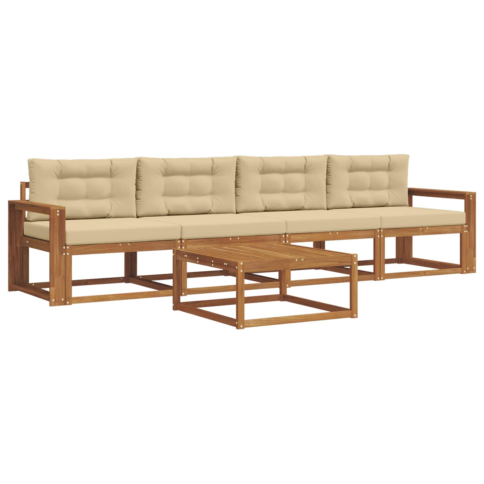 Set vanjskih sofa s jastukom 5 pcs Prirodna i bež