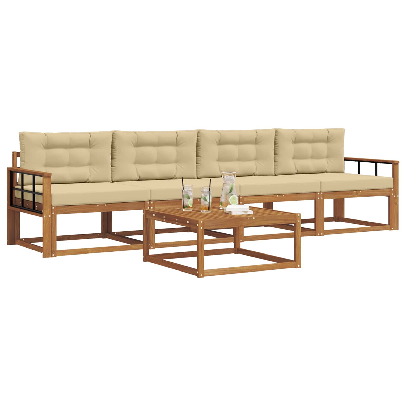 Set vanjskih sofa s jastukom 5 pcs Prirodna i bež