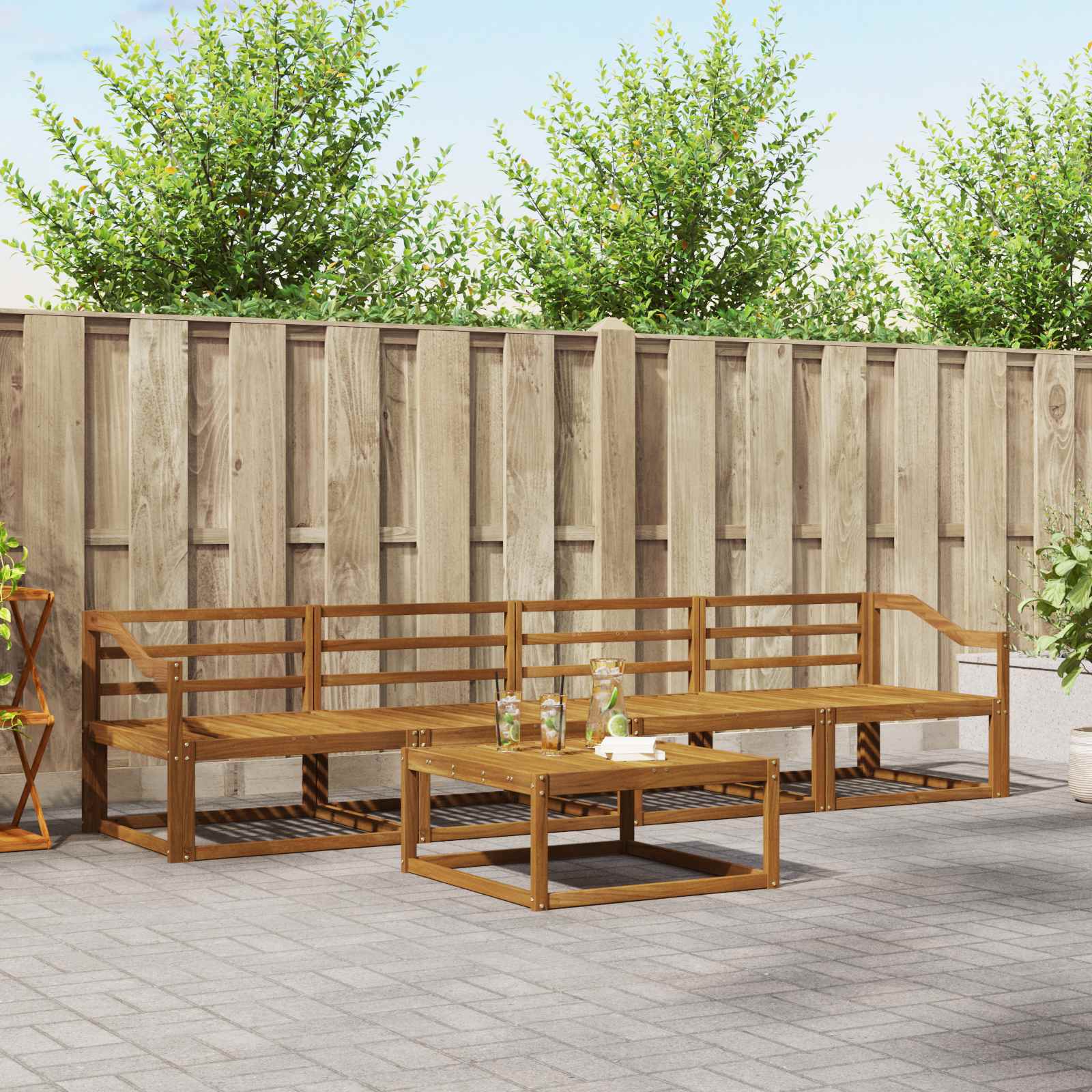 Set vanjskih sofa 5 pcs Prirodna Čvrsto drvo akacije
