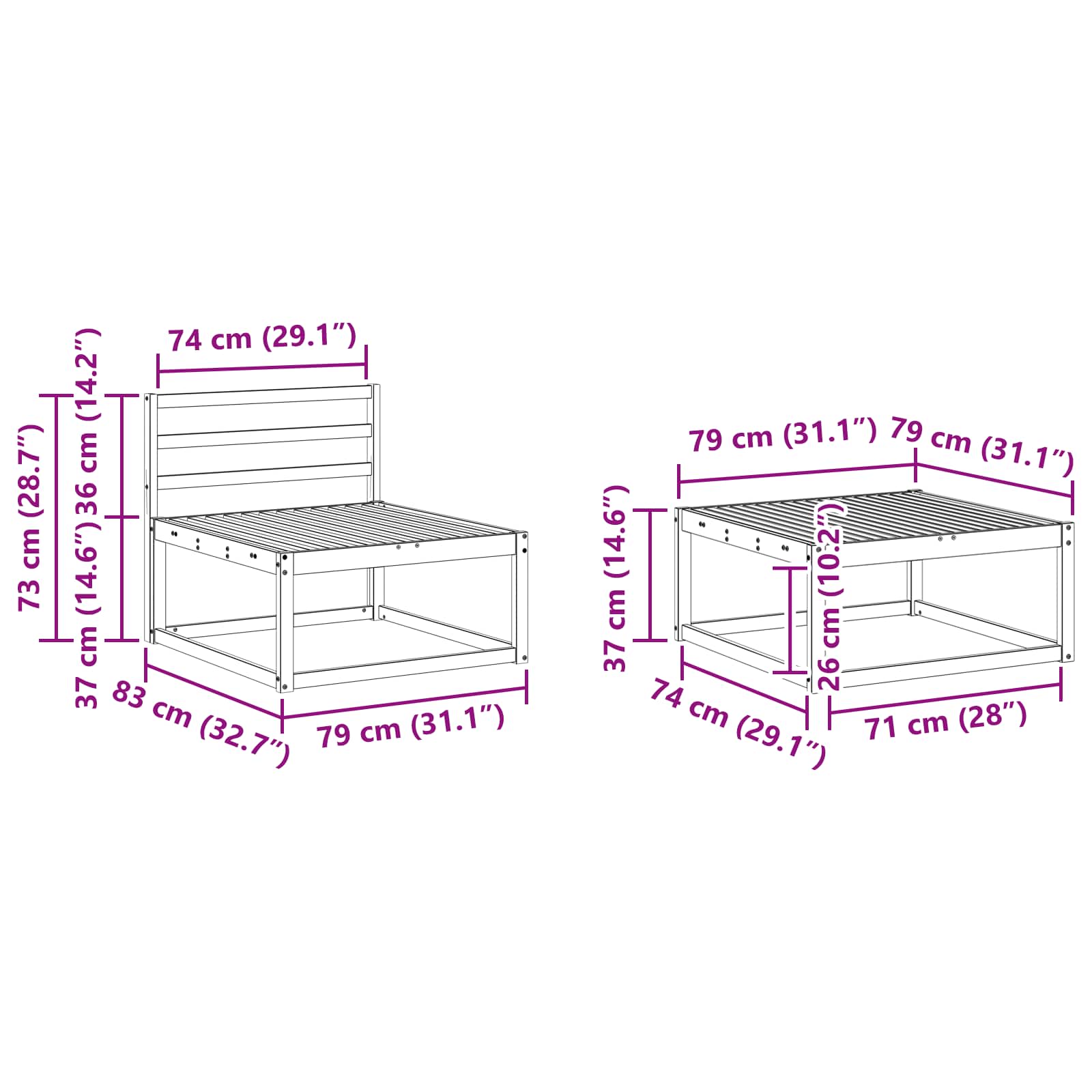 Set vanjskih sofa 5 pcs Prirodna Čvrsto drvo akacije