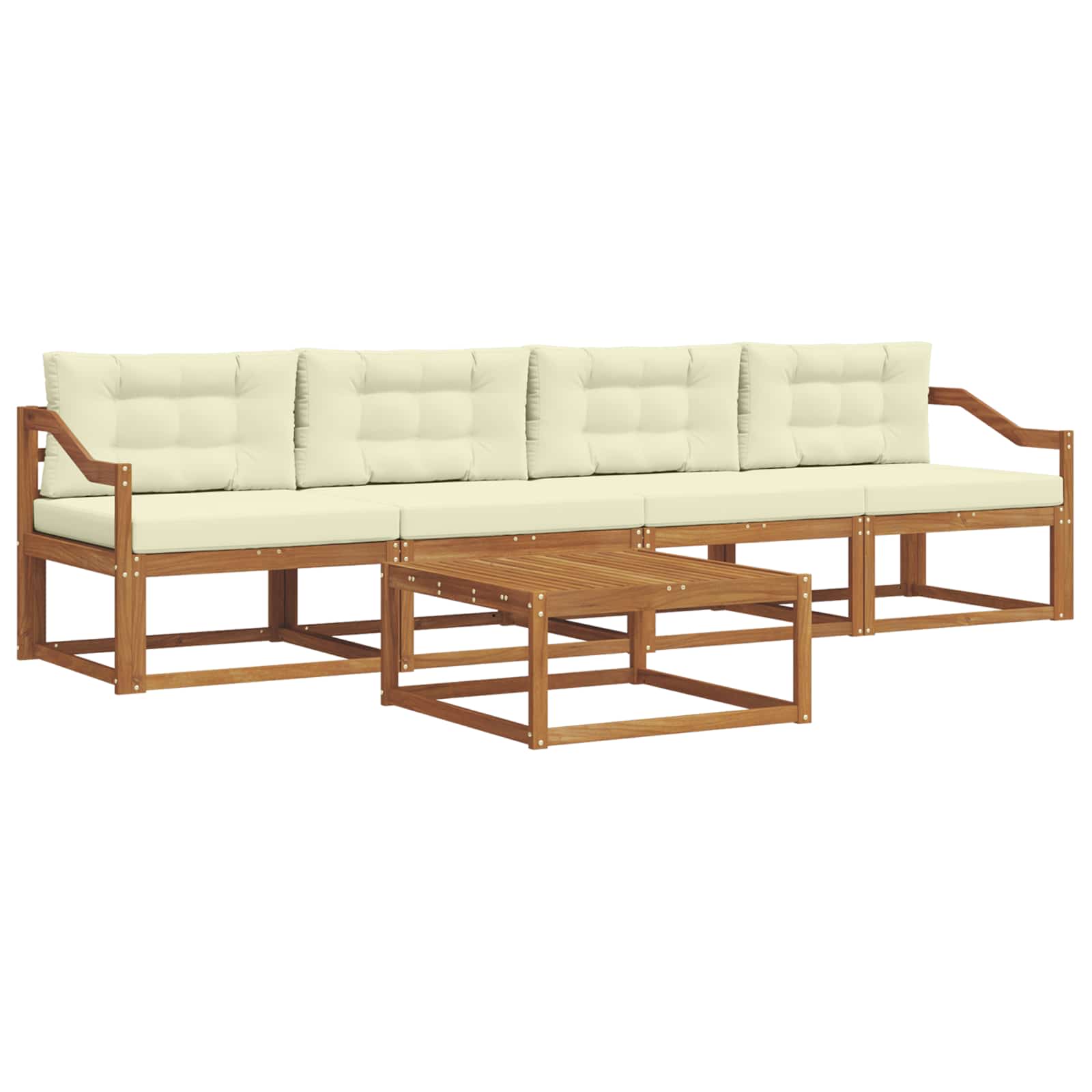Set vanjskih sofa s jastukom 5 pcs Prirodna i krem